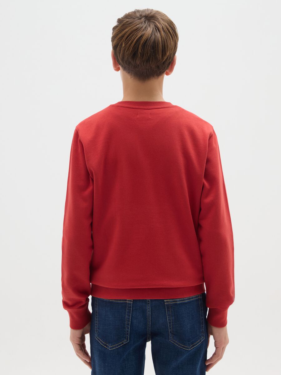 Boy's Red Cotton Crew Neck Sweatshirt in Regular Fit_1