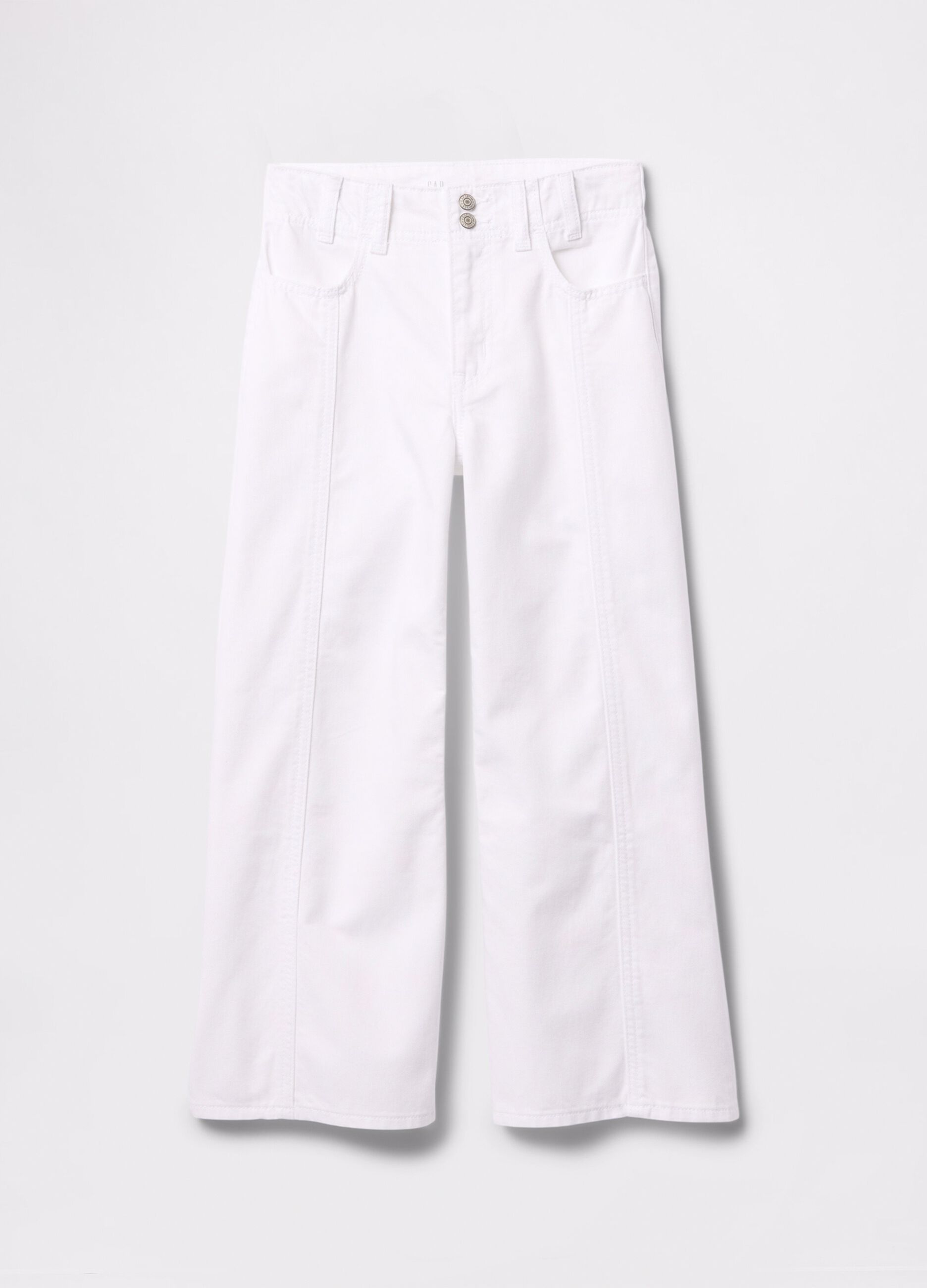 White trousers in denim with wide legs