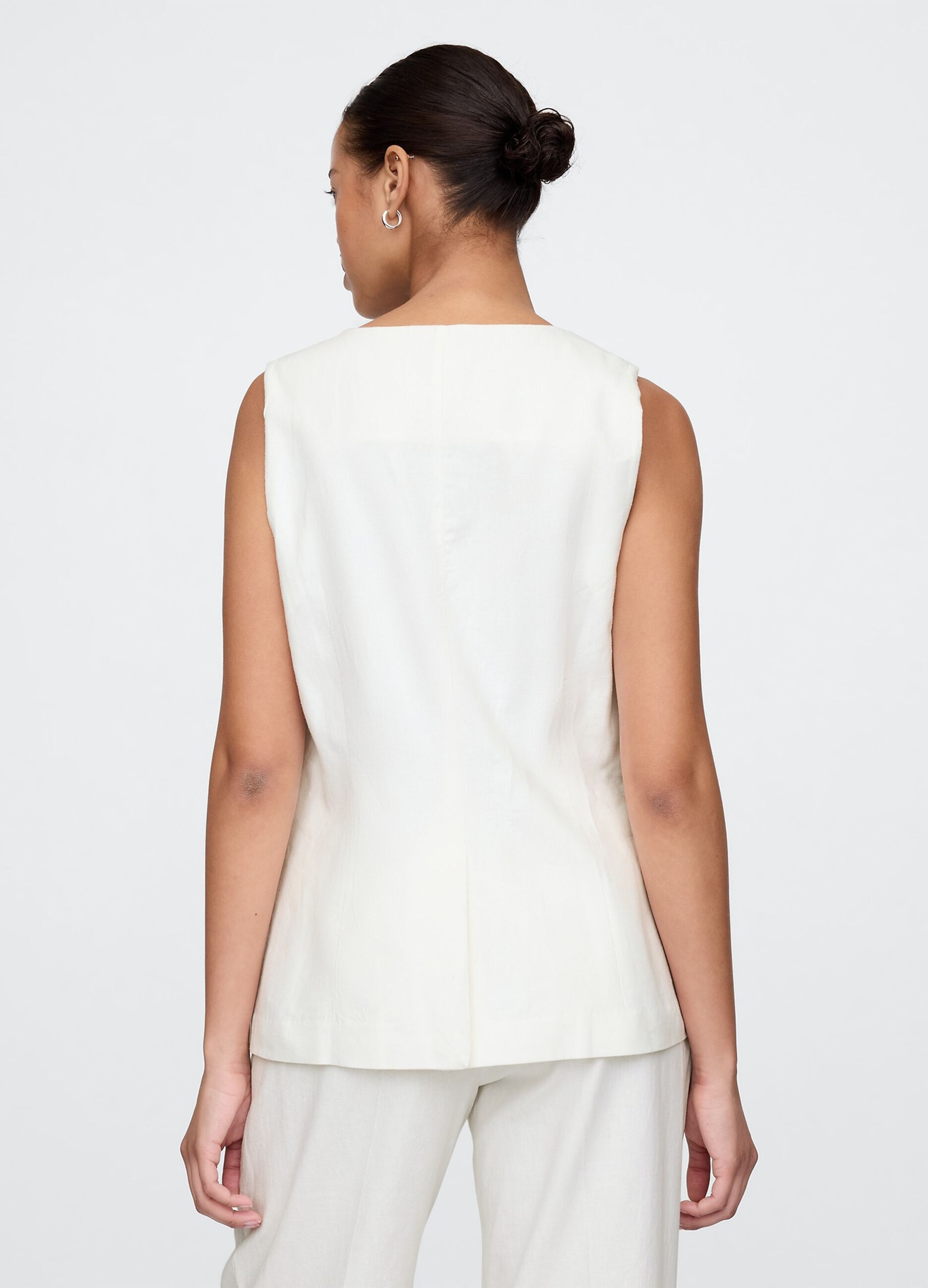 White Linen and Viscose Vest