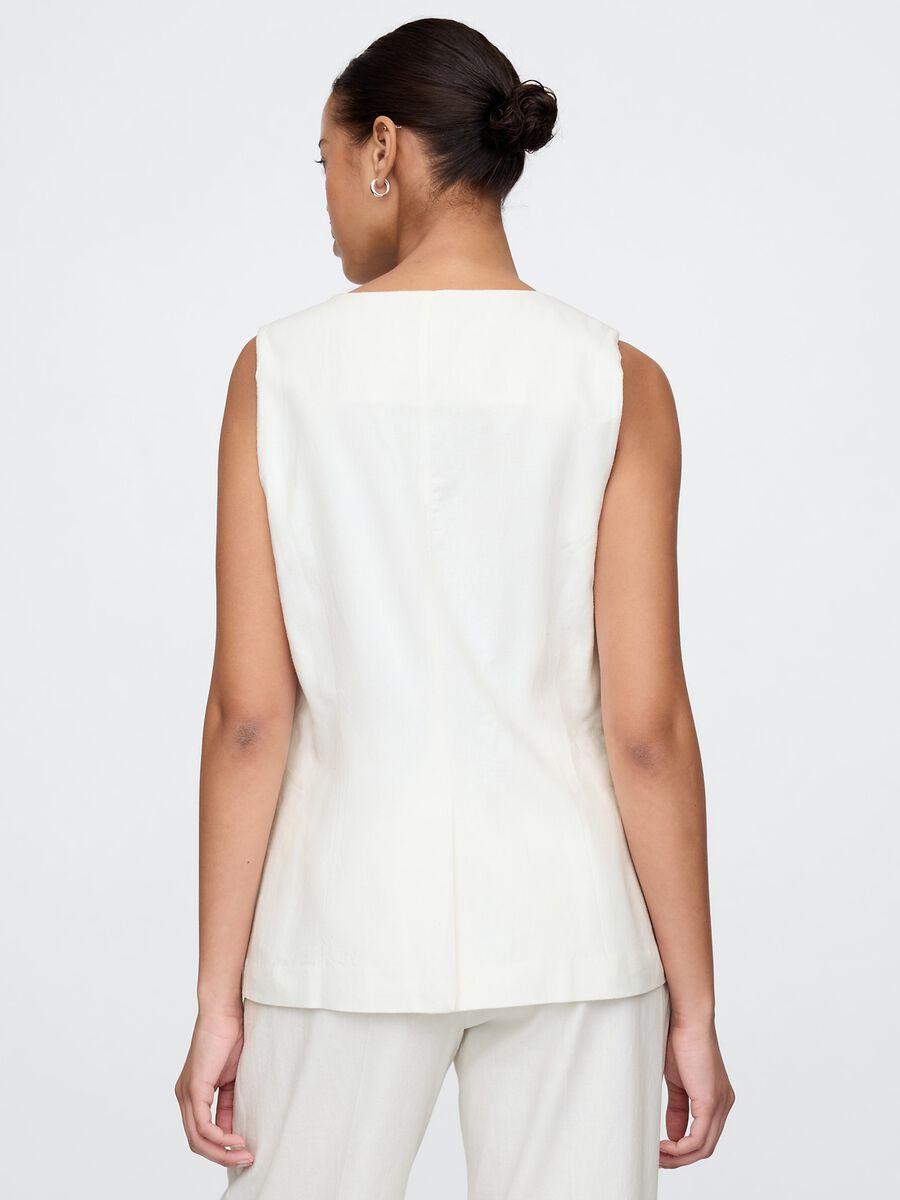 White Linen and Viscose Vest_2