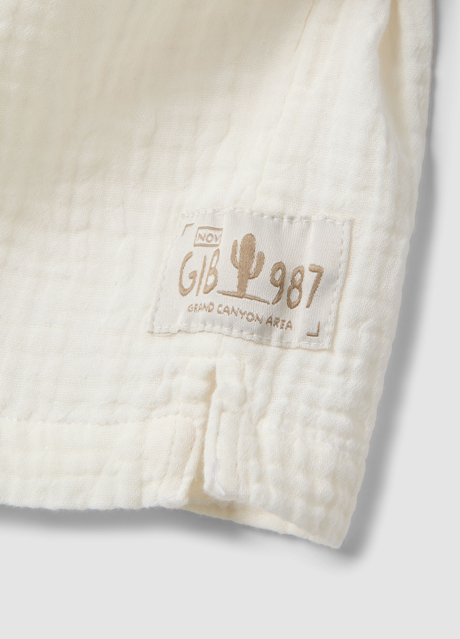 Boys&rsquo; white pure cotton regular-fit shirt with buttons