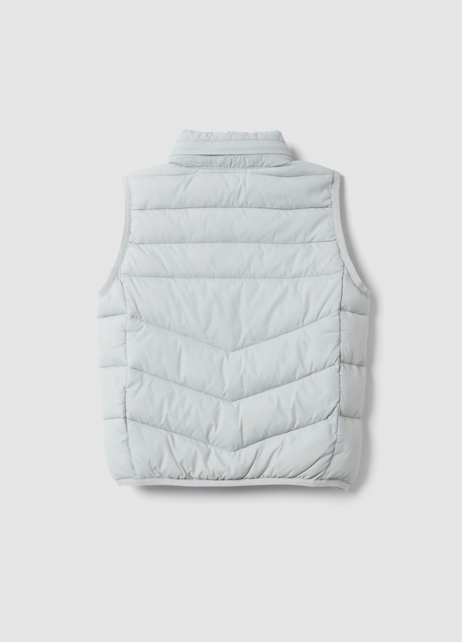 Grey padded gilet with zip and high neck for boys