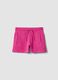 Girls' pink shorts in pure organic cotton with elasticated waist_0