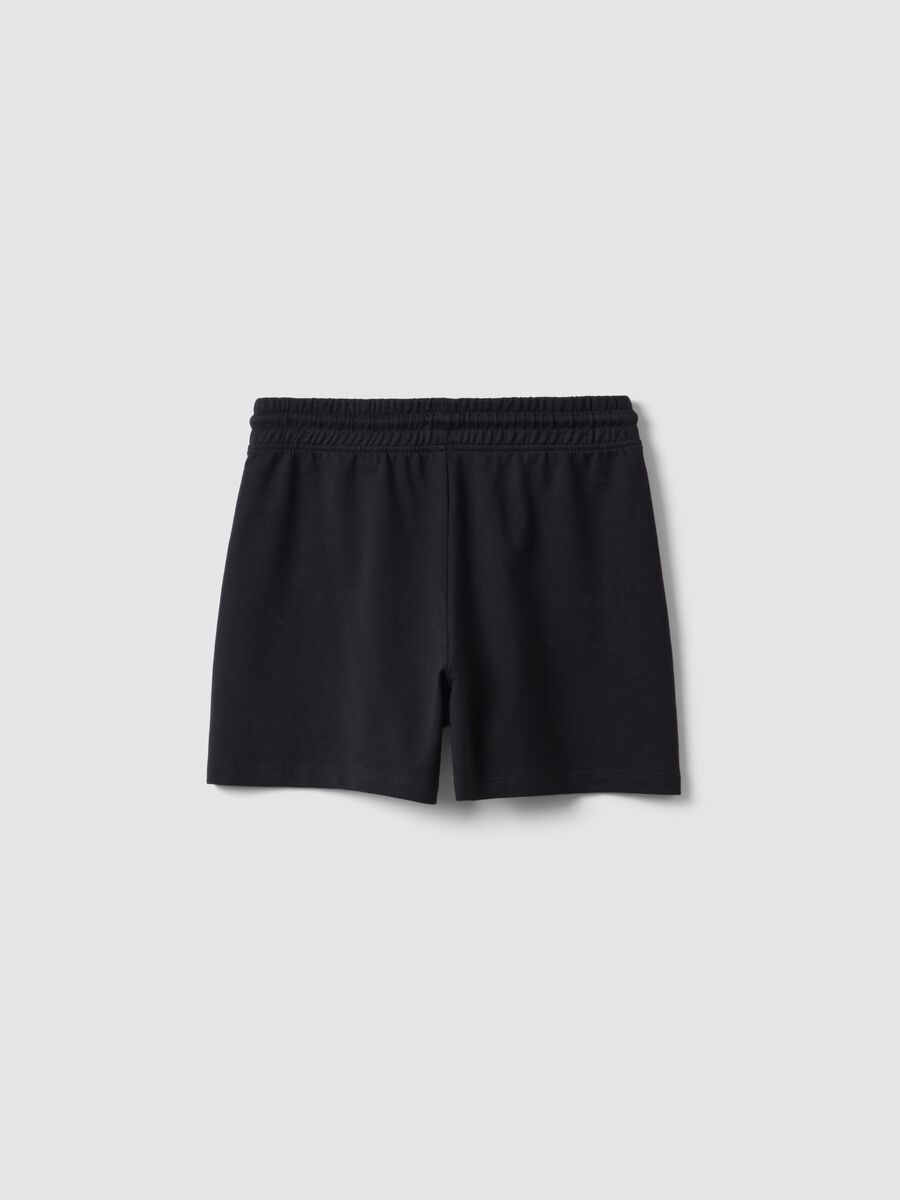 Girls&rsquo; black pure cotton shorts, regular fit_1