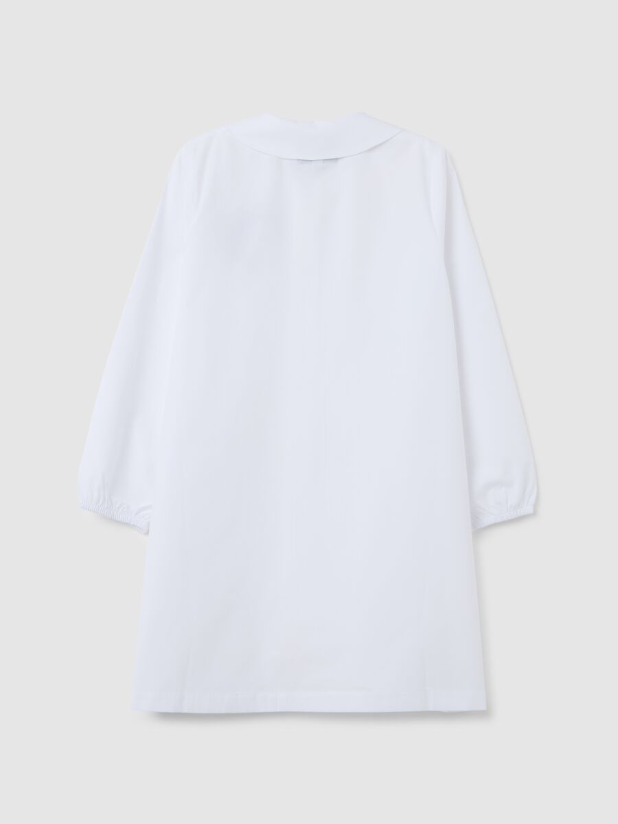 Girls' white cotton blend smock with unicorn_1