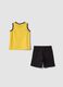 Completo giallo e nero in puro cotone con top e shorts per bimbo regular fit_1
