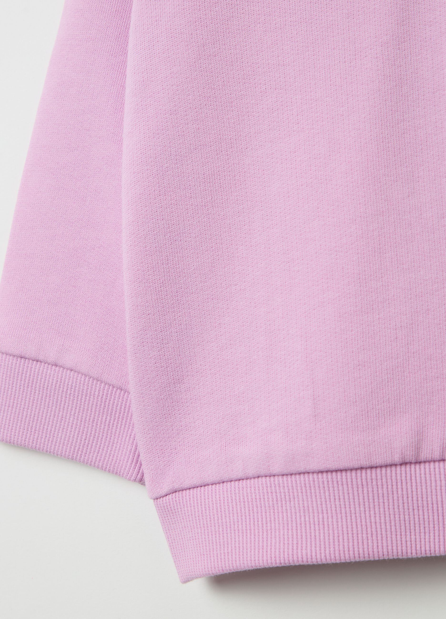 Full-zip sweatshirt in French terry with hood and diamantés