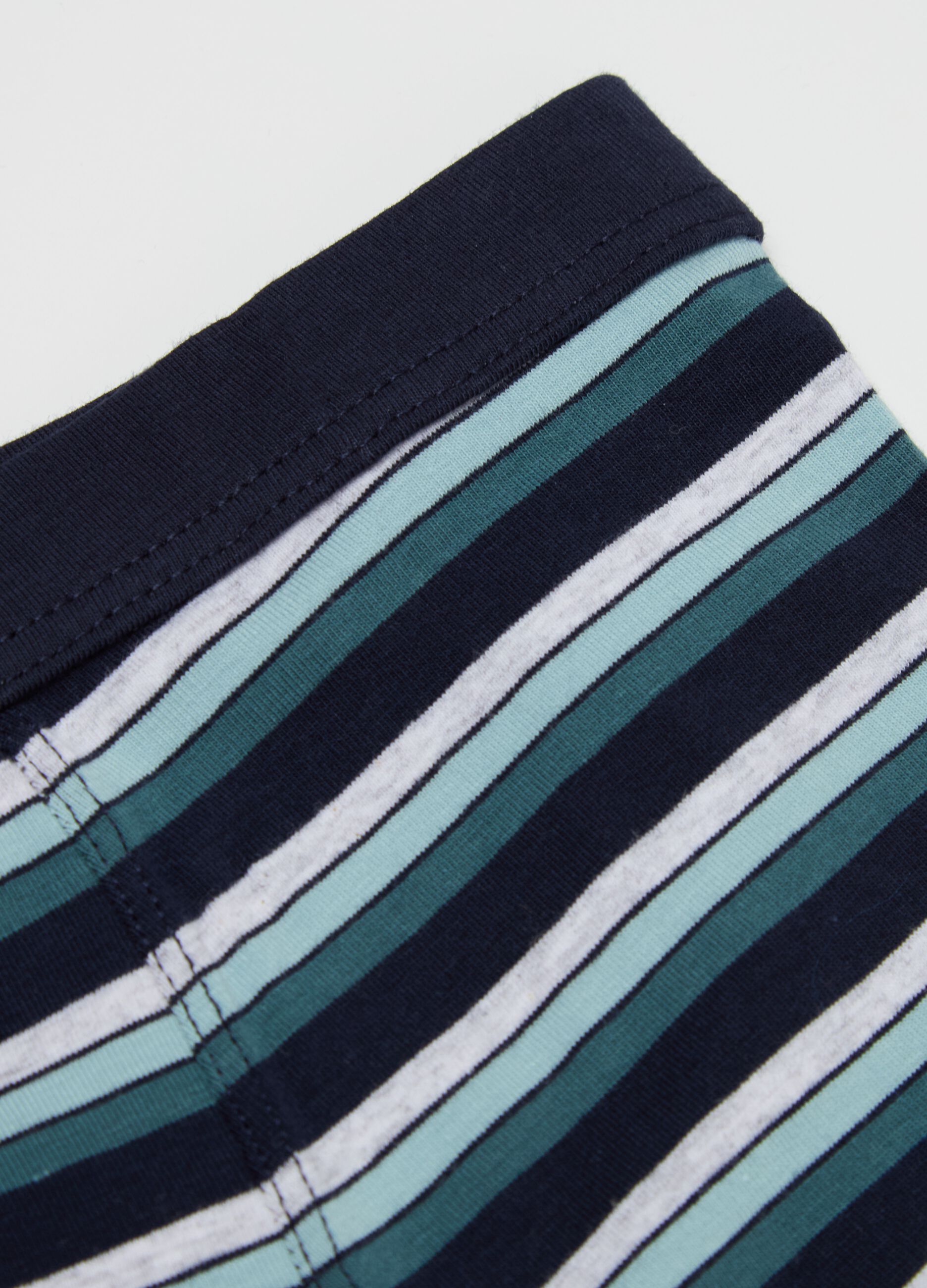 Stretch cotton boxer shorts with striped pattern