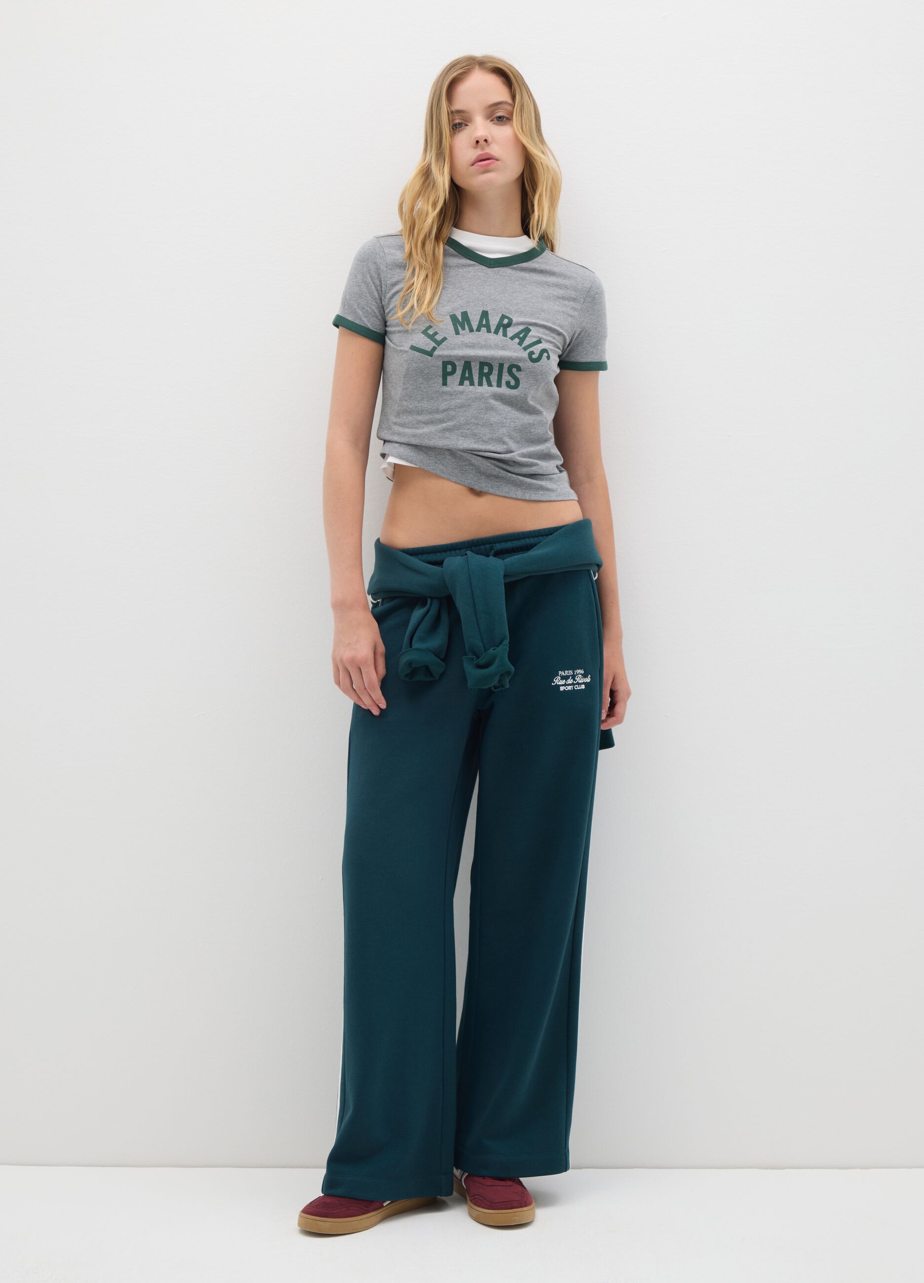 T-shirt in cotone elasticizzato grigia regular fit