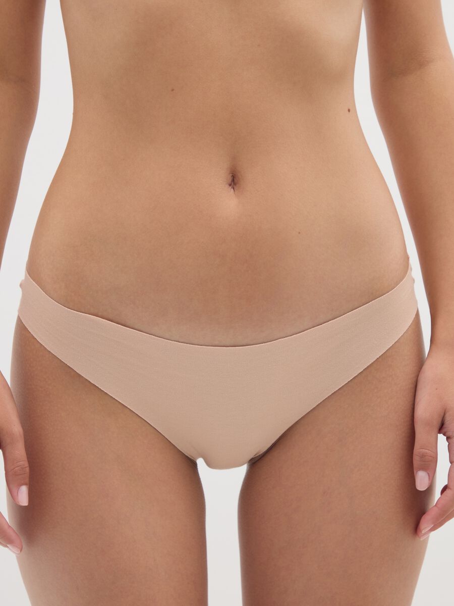 Regular Fit Beige Stretch Cotton Briefs_1