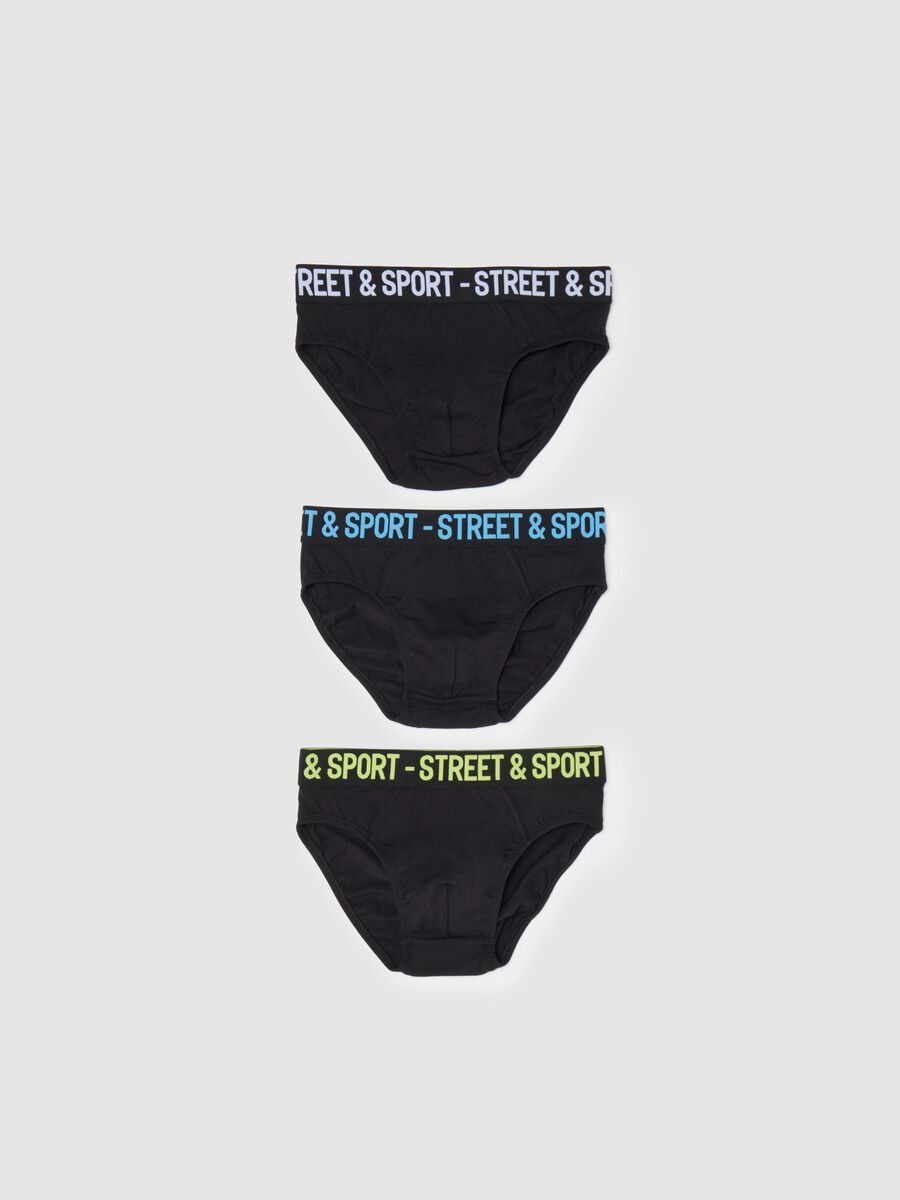 Slip da bambino in cotone elasticizzato nero_0