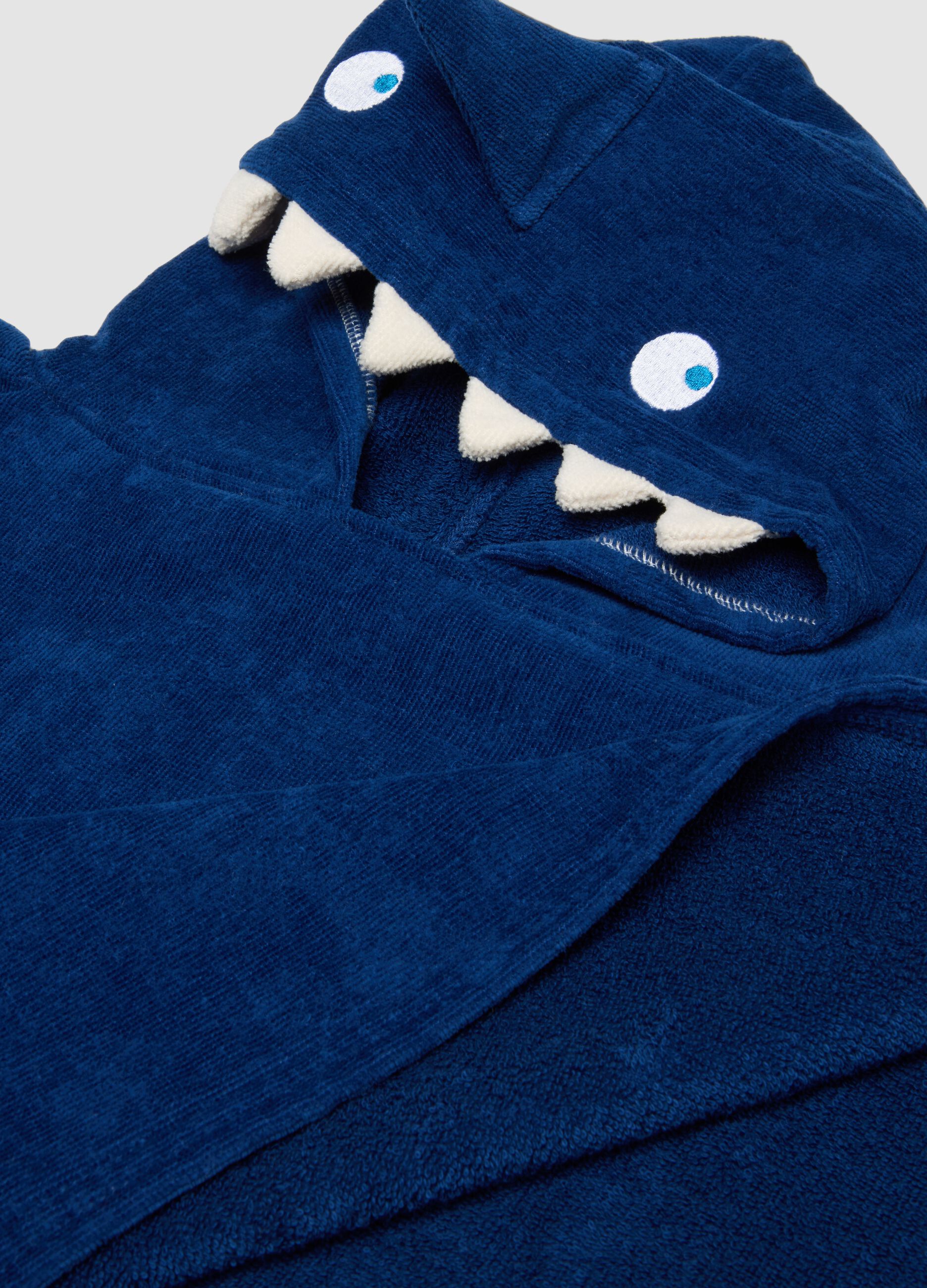 Blue organic cotton hooded poncho