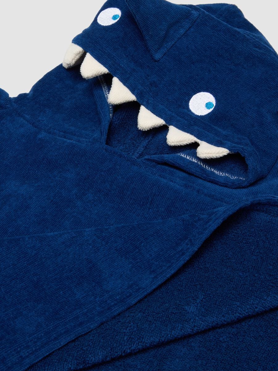 Blue organic cotton hooded poncho_2