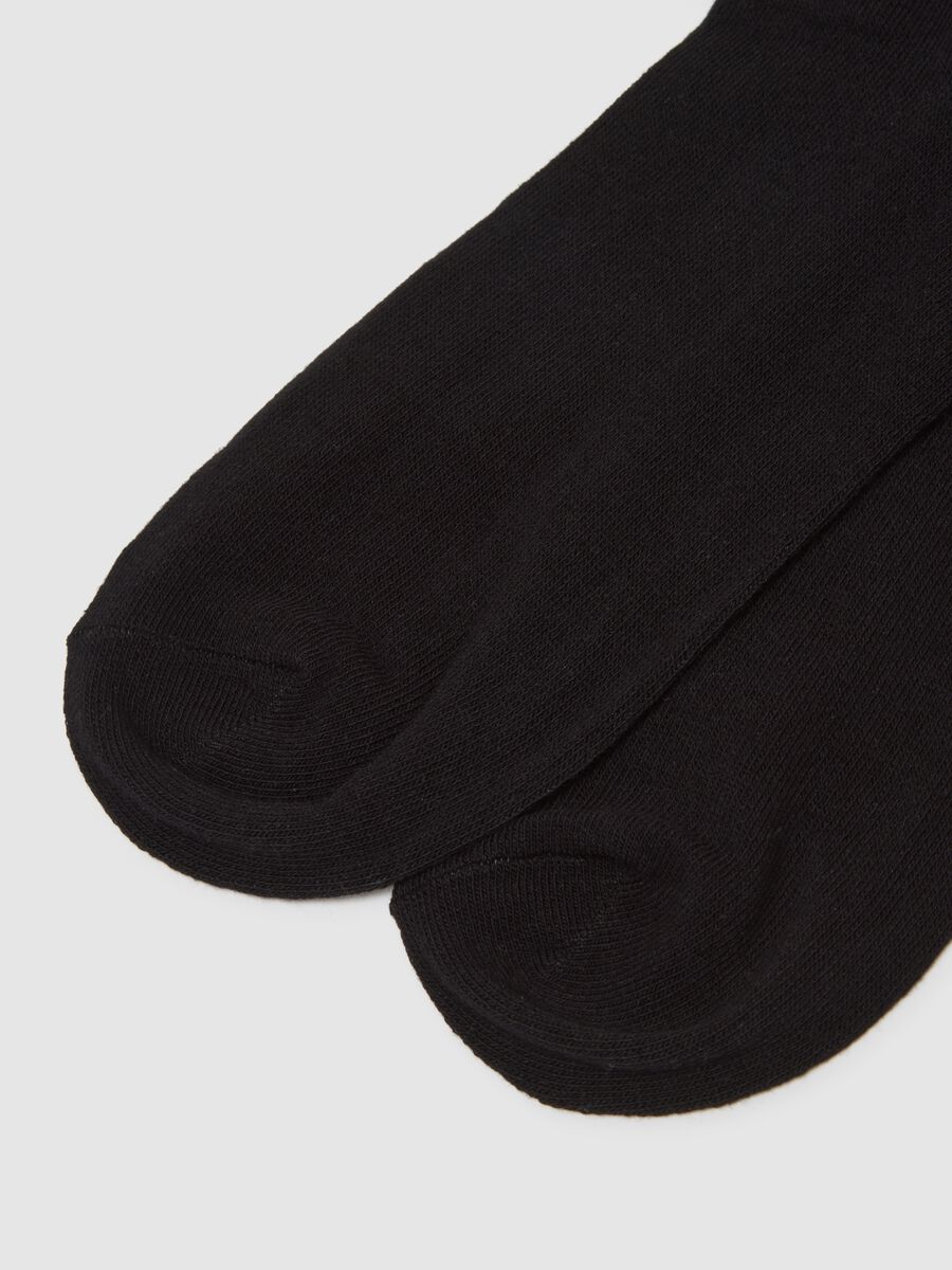 Three-pack of long black cotton blend socks, regular fit_2