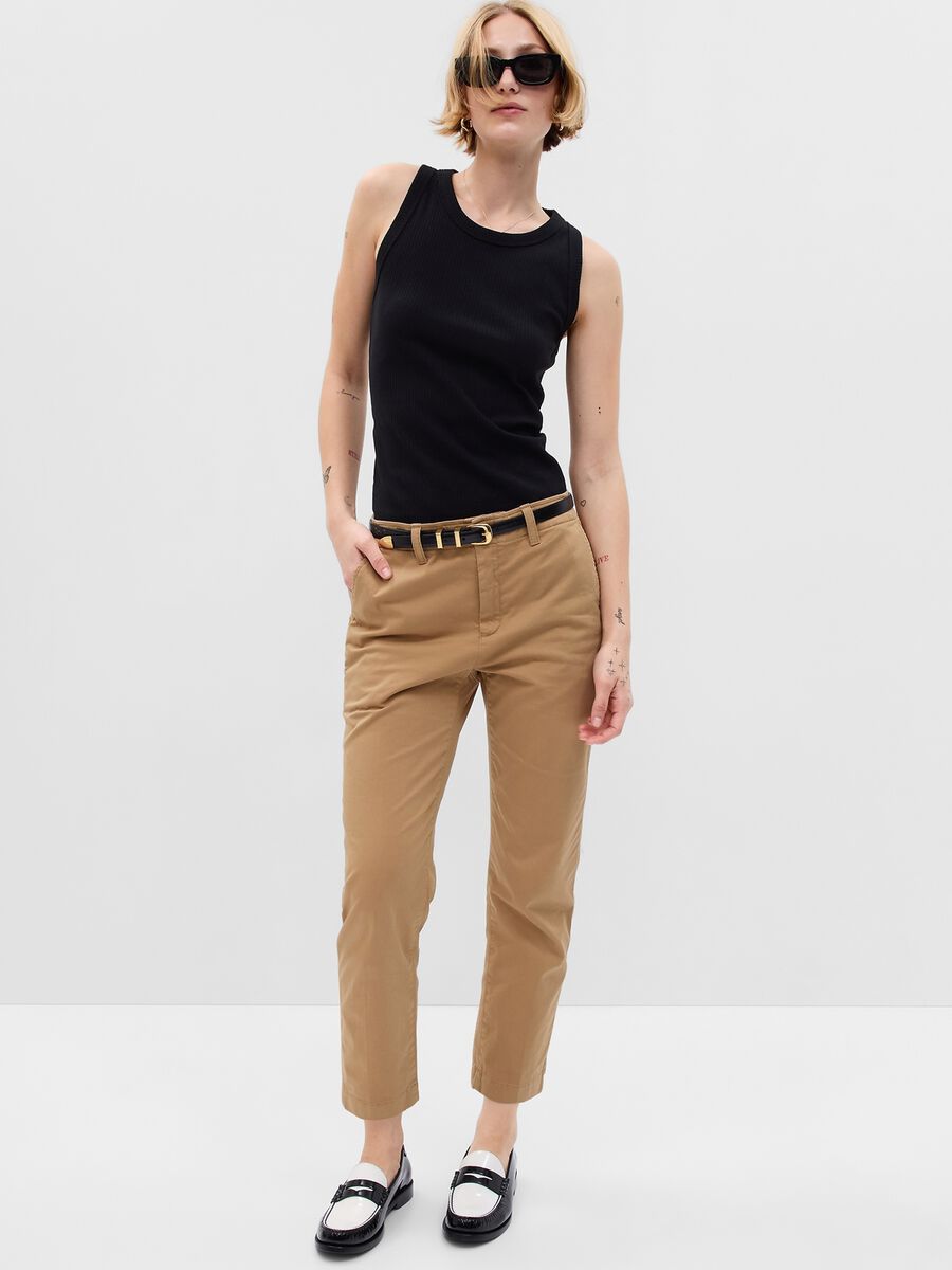 Pantaloni chino slim fit vita media_0