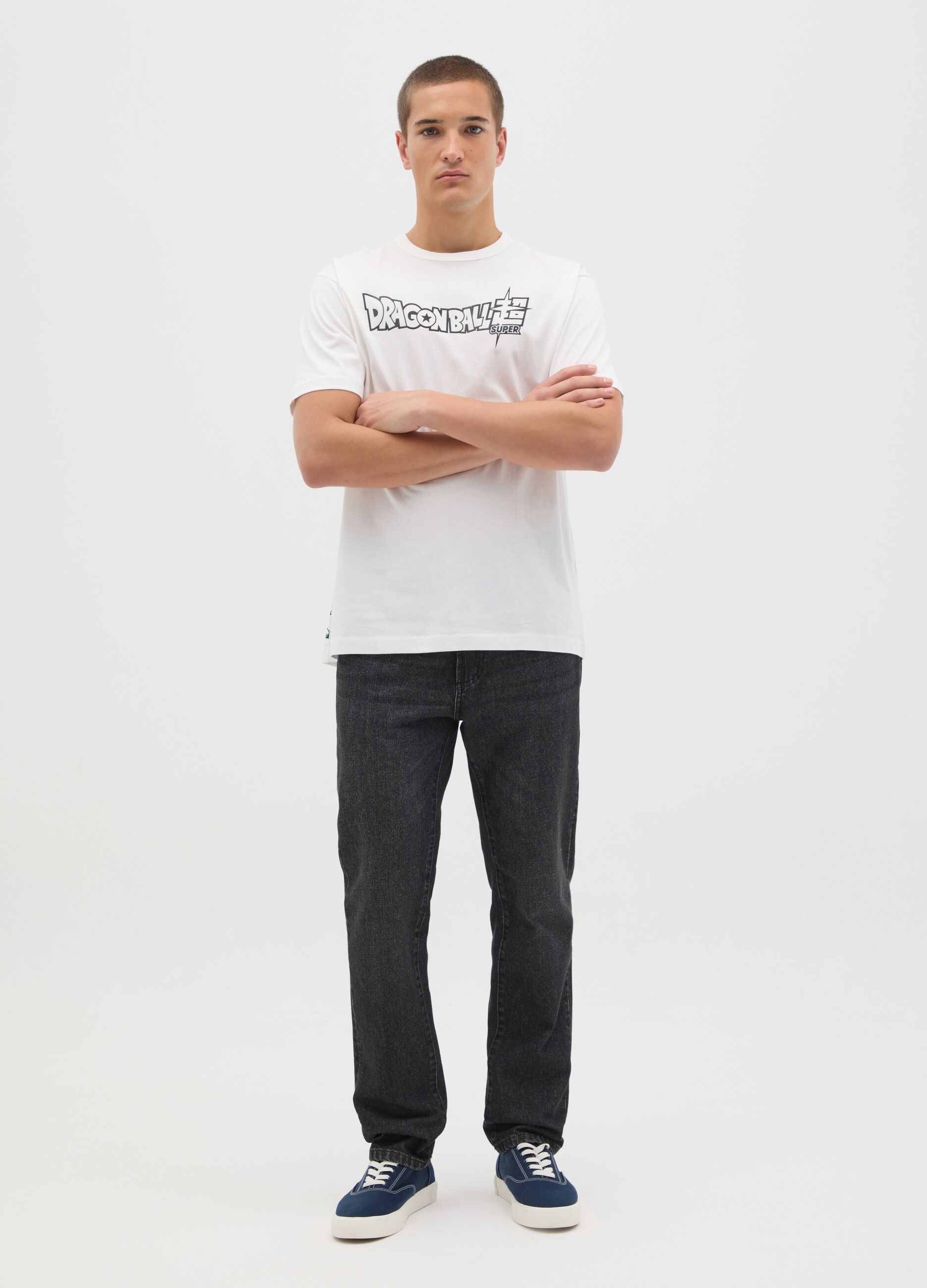 White T-shirt with Dragon Ball Super logo