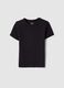 Black stretch cotton fitted t-shirt for girls_0