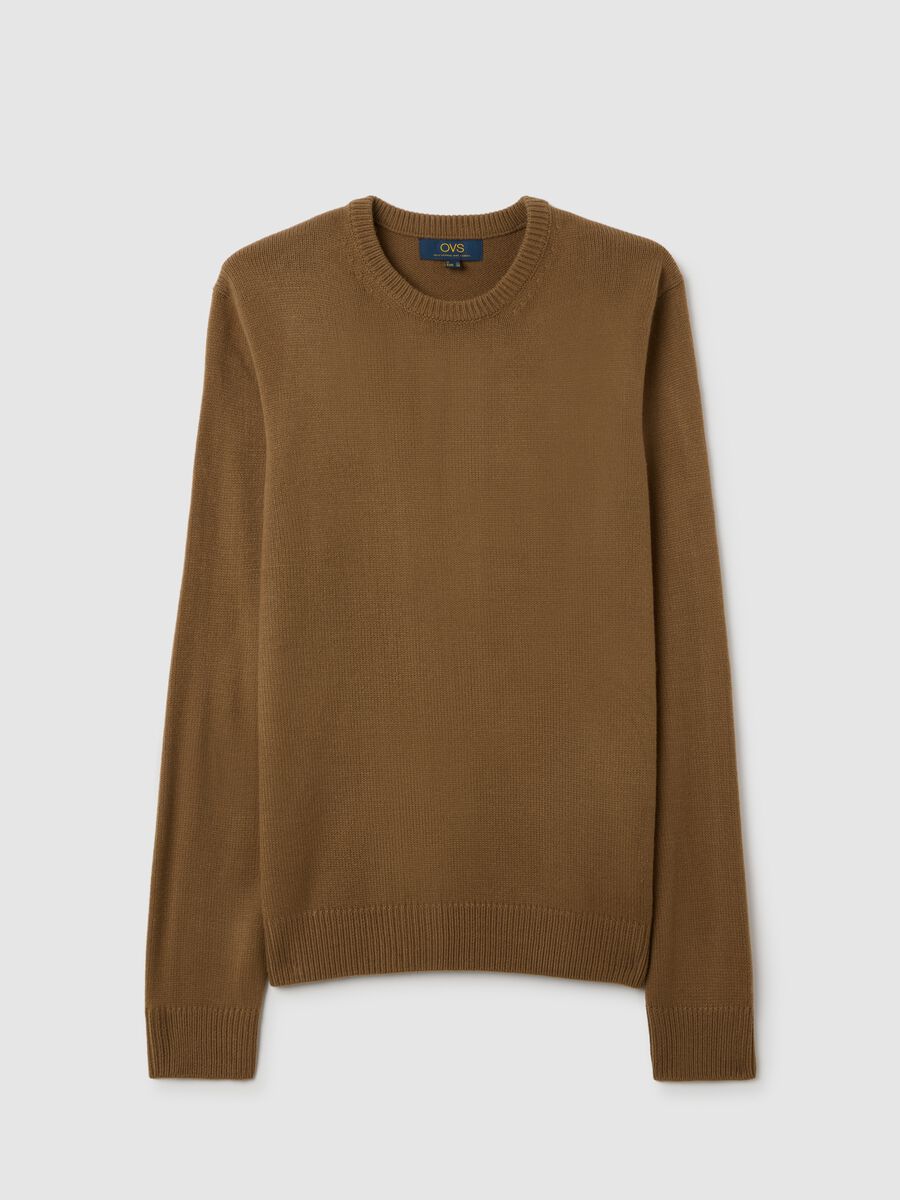 Brown crewneck sweater regular fit_0