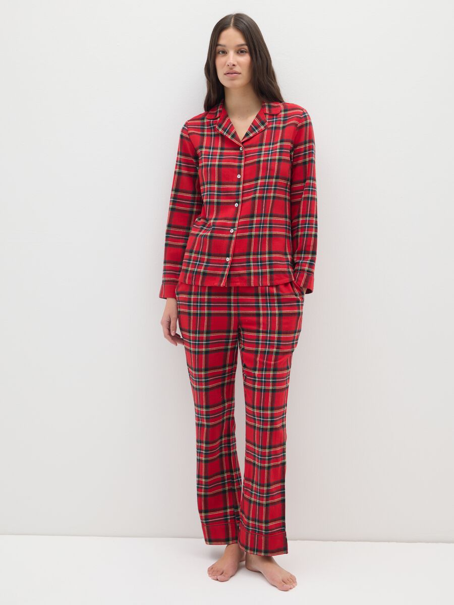 Multicolour plaid pure cotton pyjamas, regular fit_0