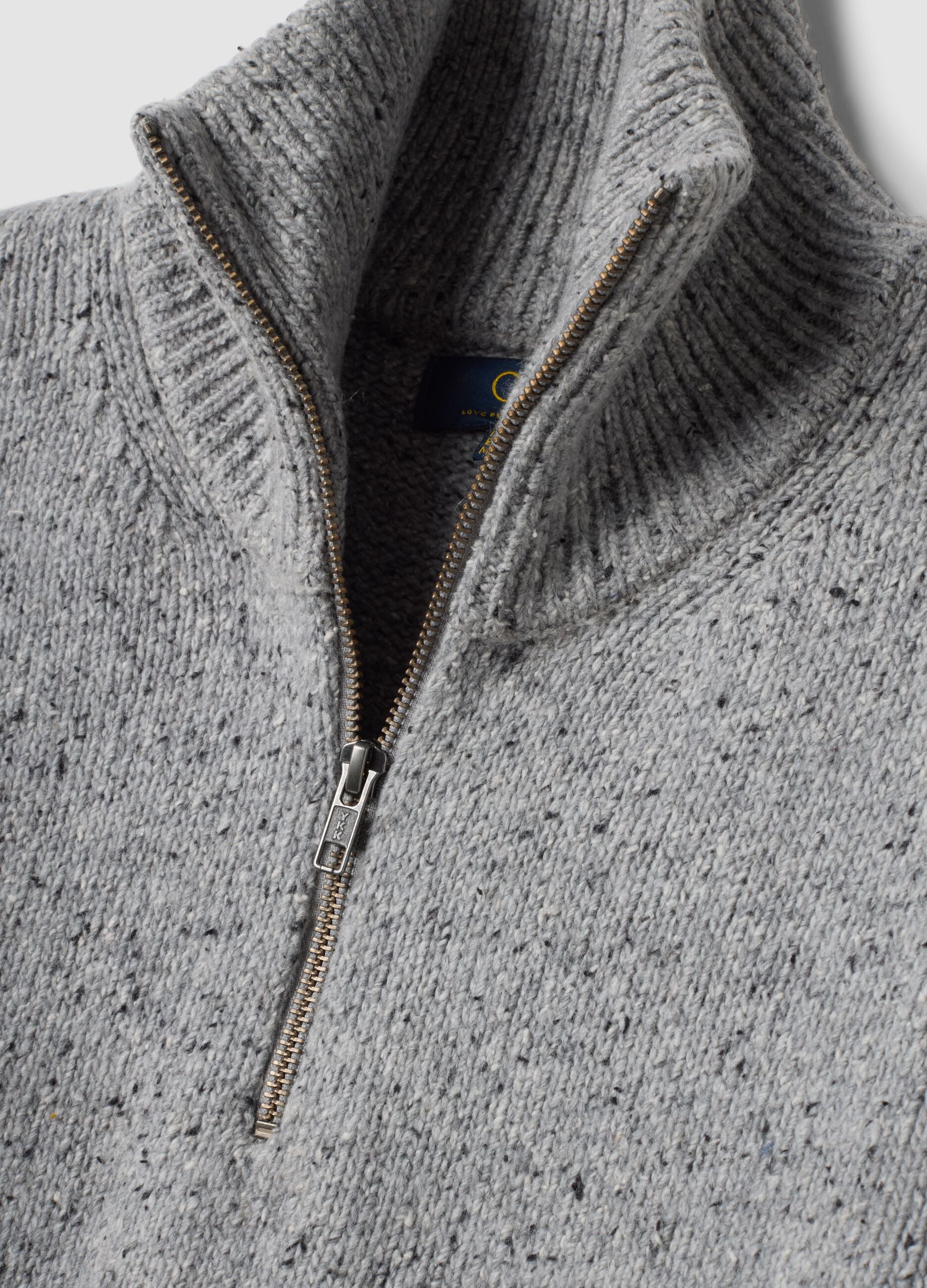 Grey cotton-wool blend half-zip jumper