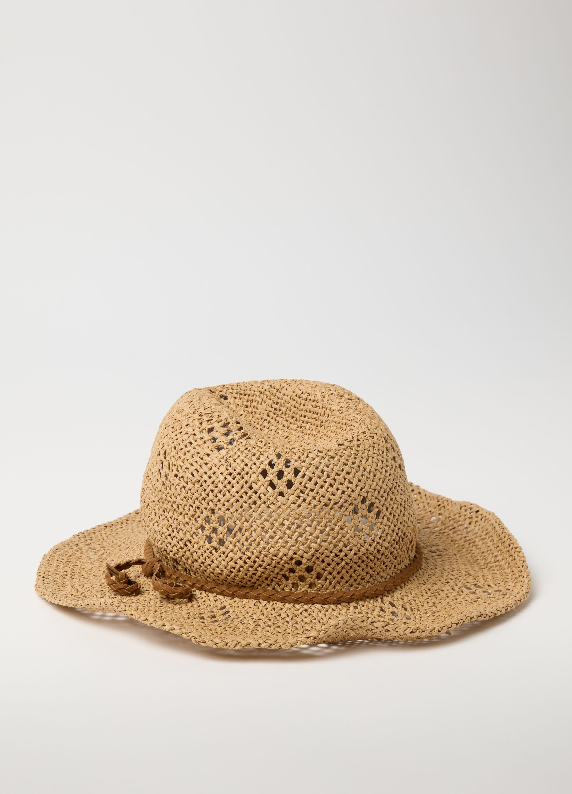 Cappello da donna in puro carta intrecciata beige
