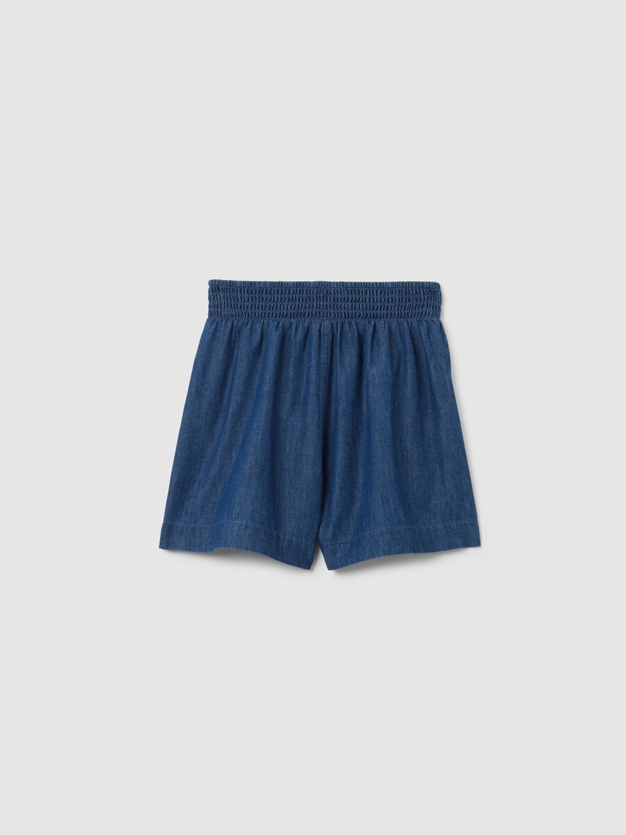 Shorts da ragazze in puro cotone blu regular fit_4