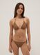Brown triangle bikini top in stretch fabric with braided tie straps_1