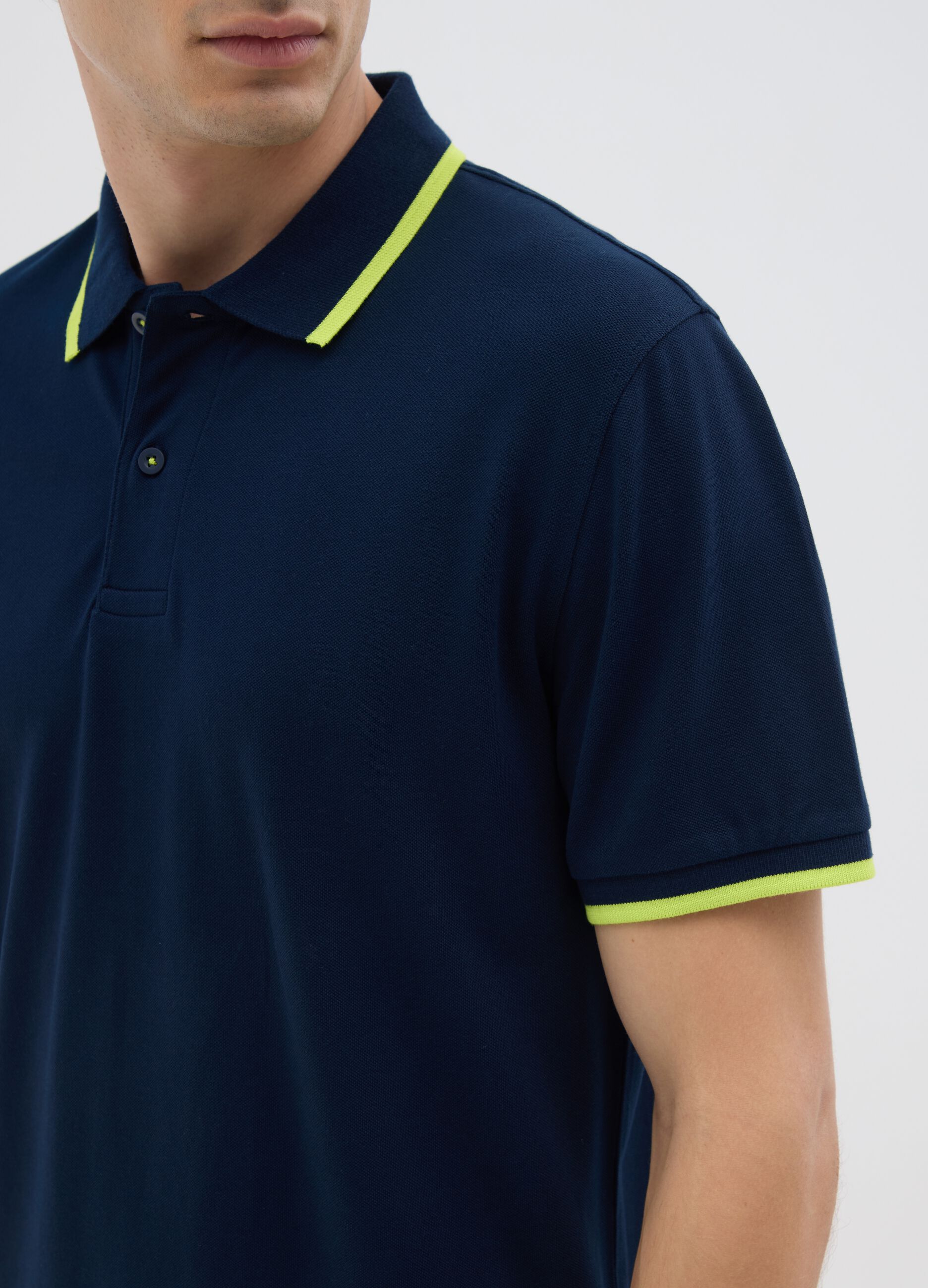 Men's multicolour stretch cotton polo shirt regular fit