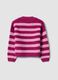 Girls&rsquo; purple striped crew-neck knitted cardigan_1