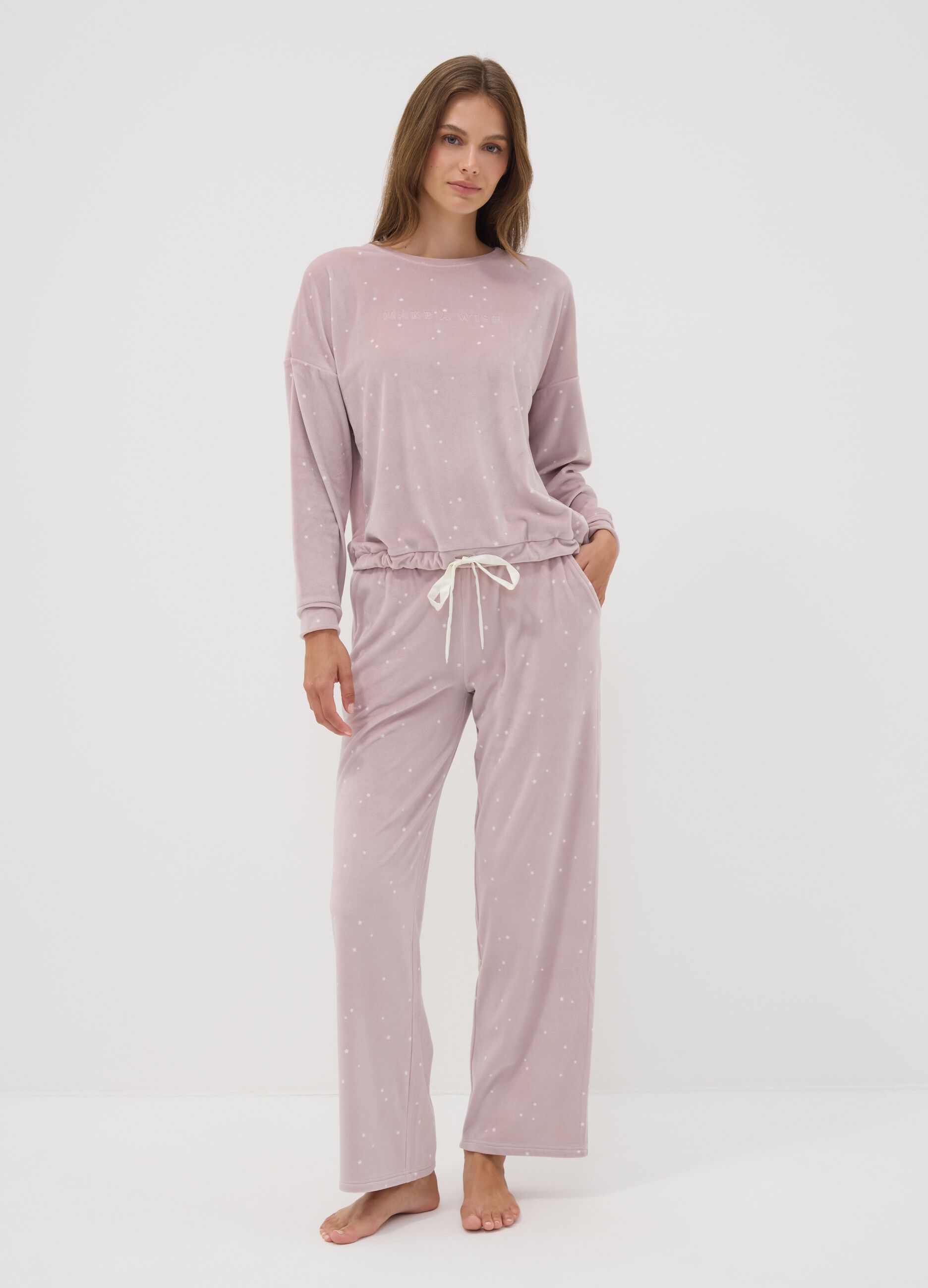 Purple star-print stretch pyjama trousers