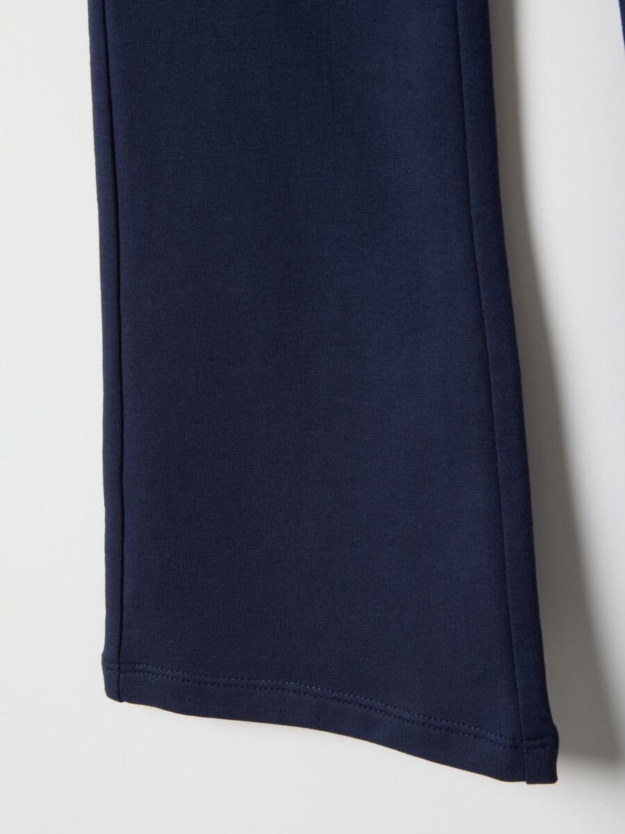 Blue flare fit stretch cotton treggings for girls_3