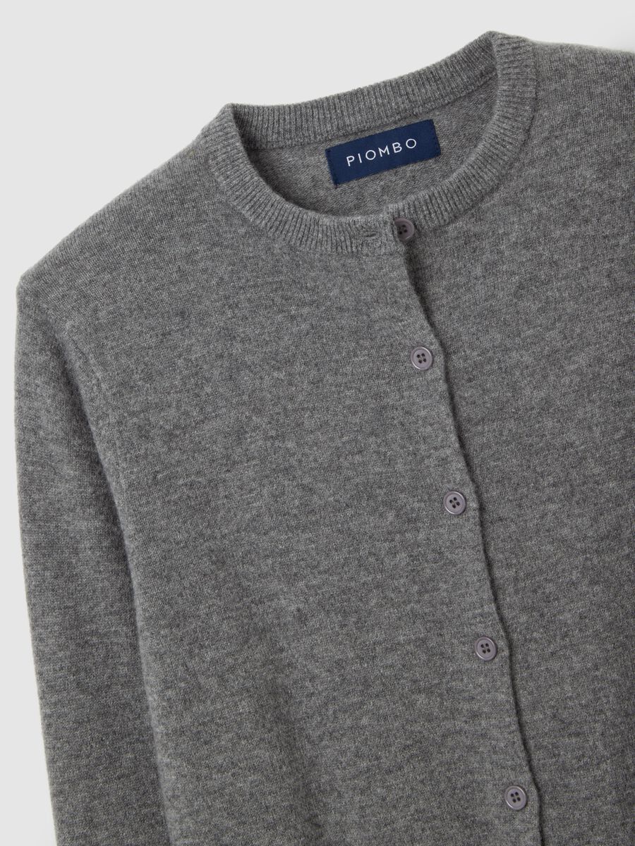 Grey pure wool cardigan regular fit_5