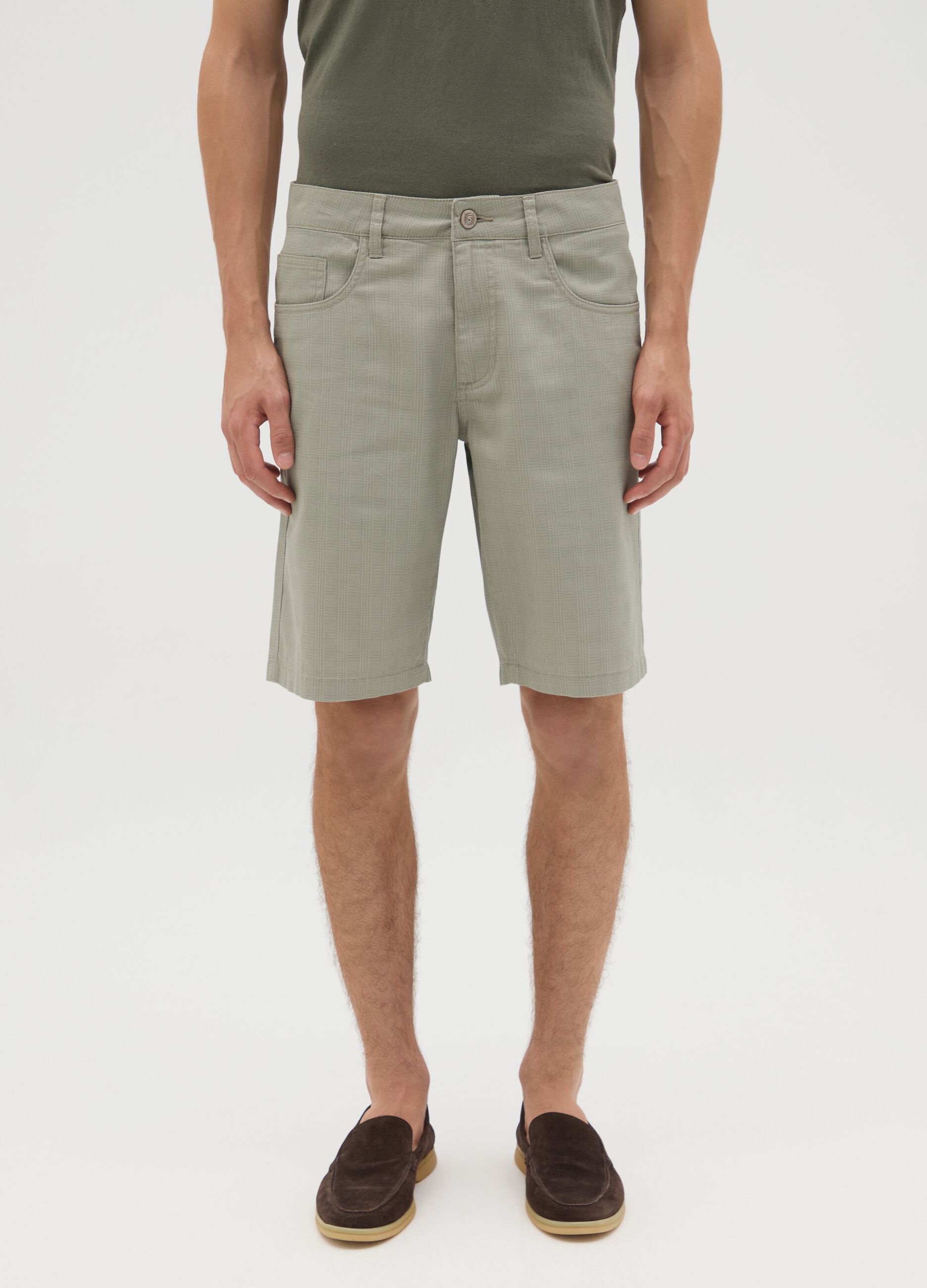 Men's Green Regular Fit Pure Cotton Shorts