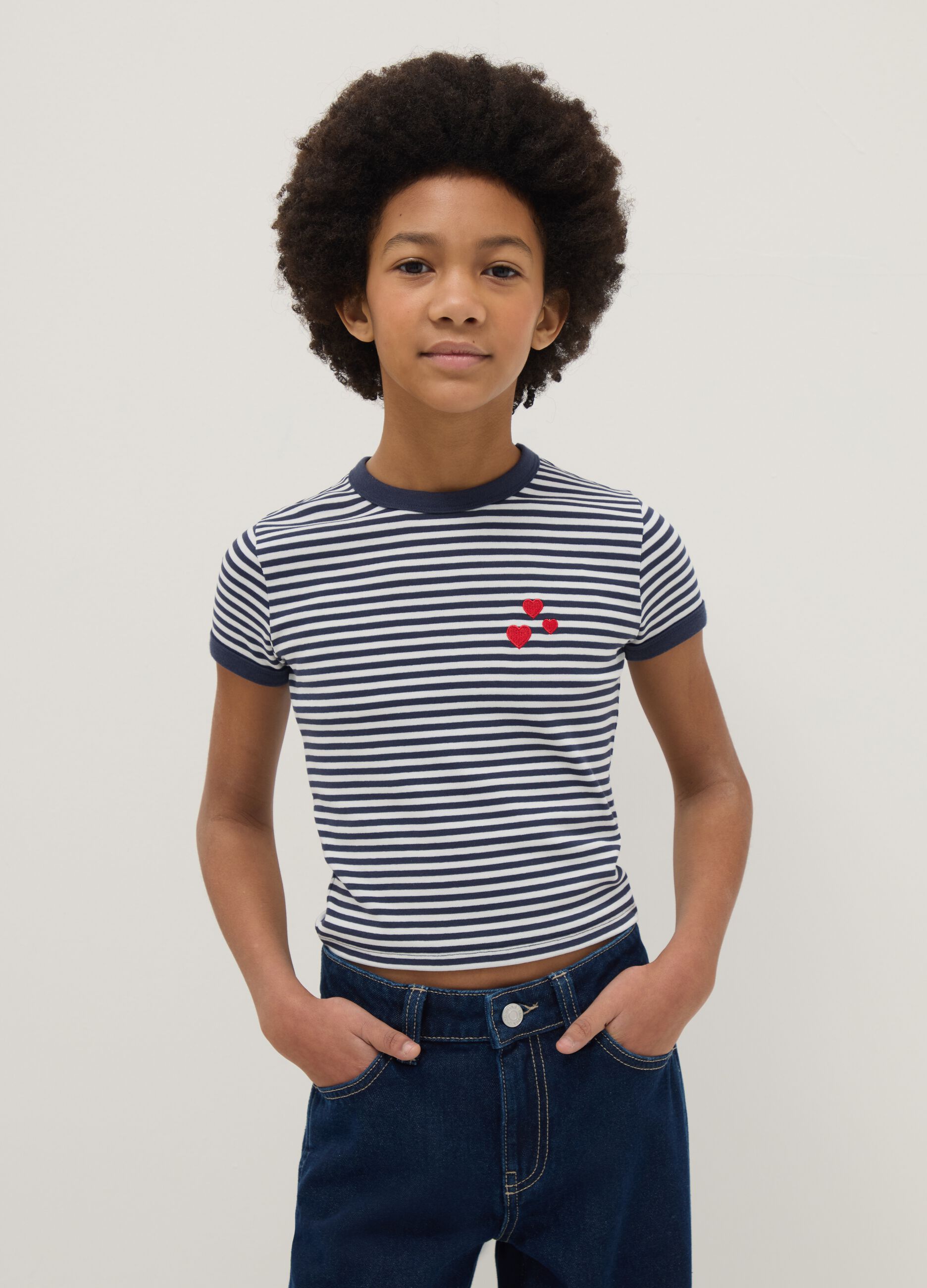 Blue striped stretch T-shirt for girls