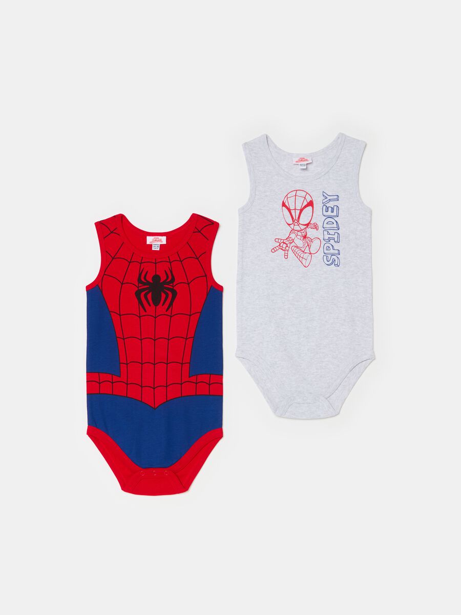 Two-pack organic cotton bodysuits with Spidey print_0