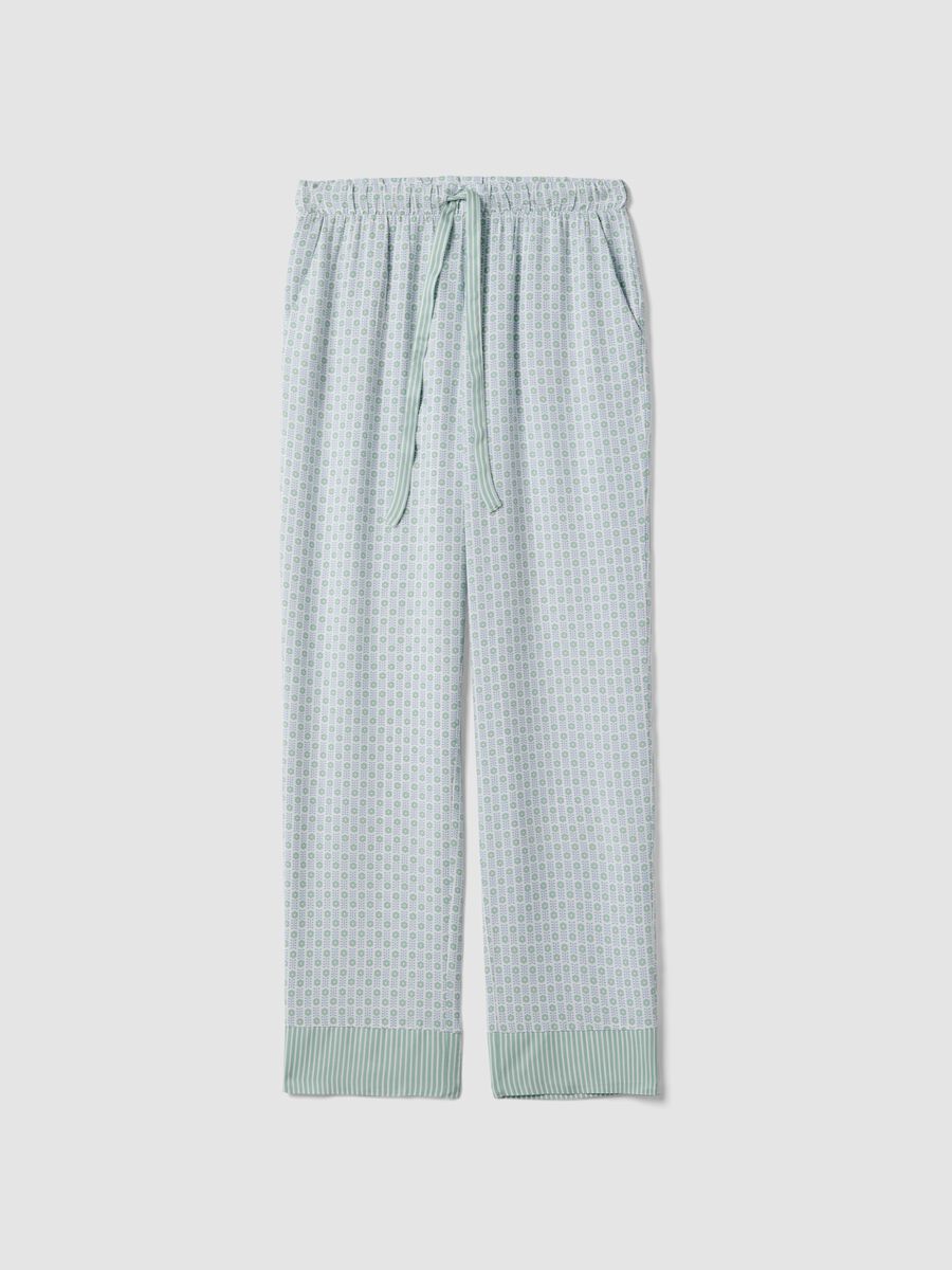 Multicolour pure viscose pyjama trousers with geometric pattern, regular fit_4