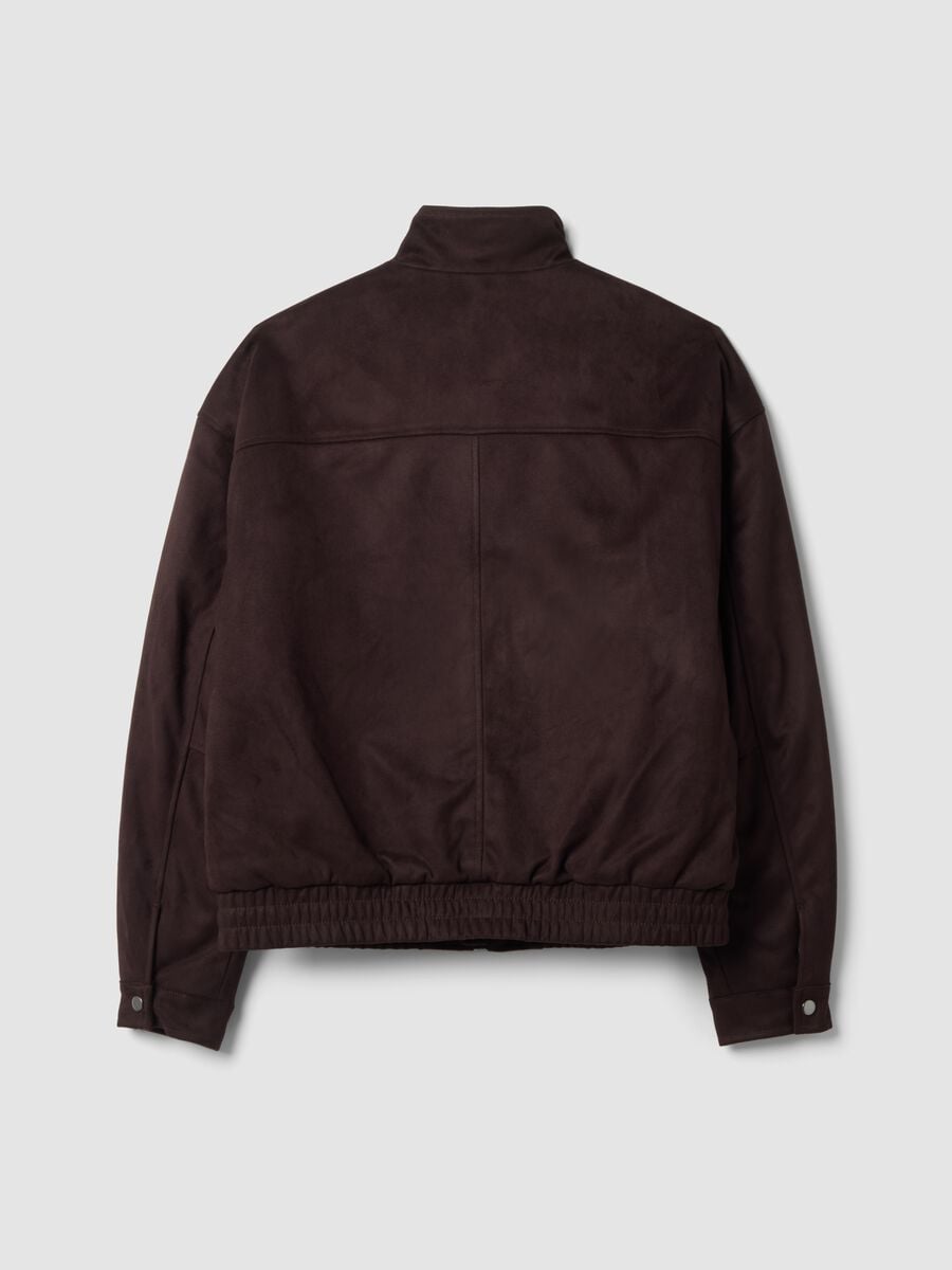 Brown padded cropped jacket with zip, oversized fit_2