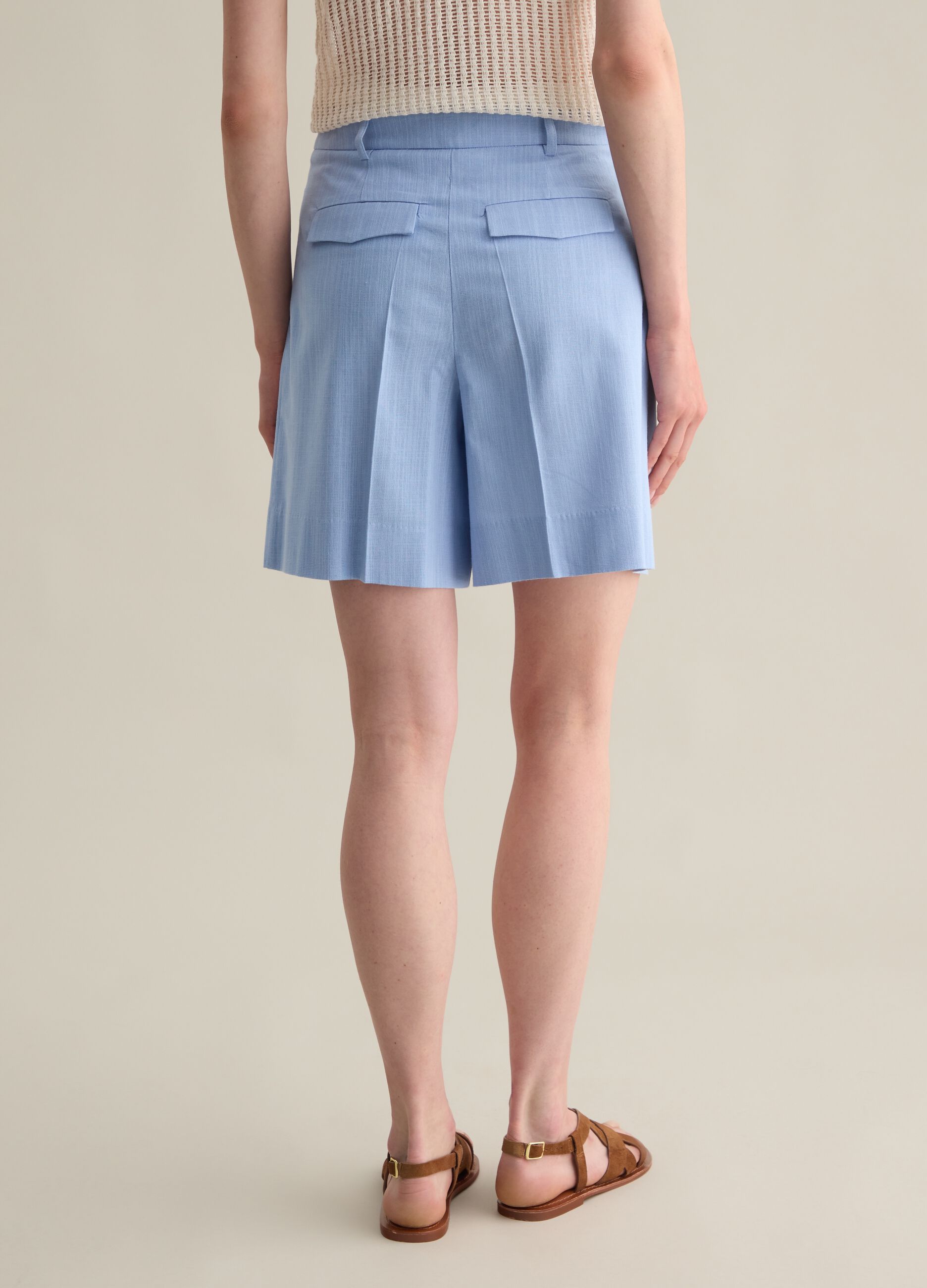 Bermuda da donna in misto cotone azzurri regular fit