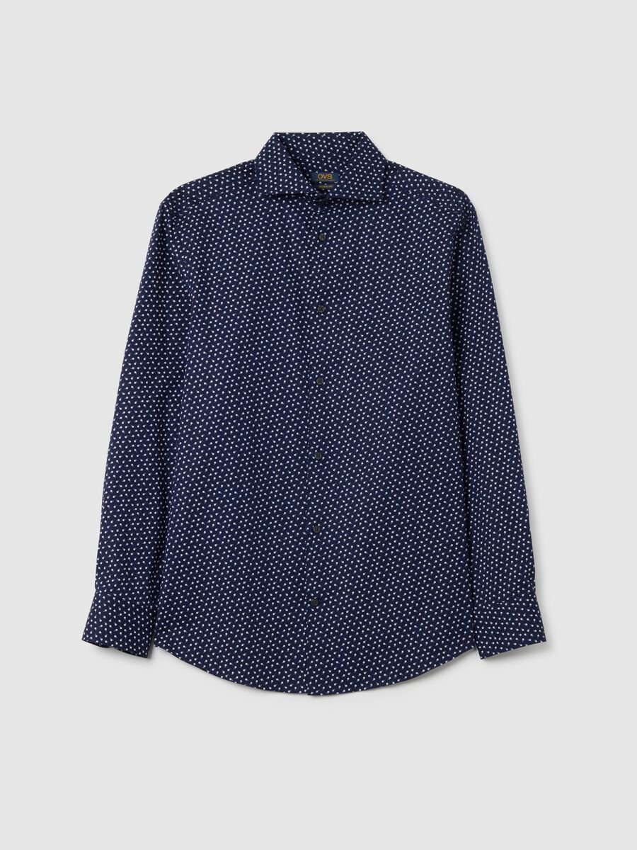 Regular fit blue cotton shirt_0