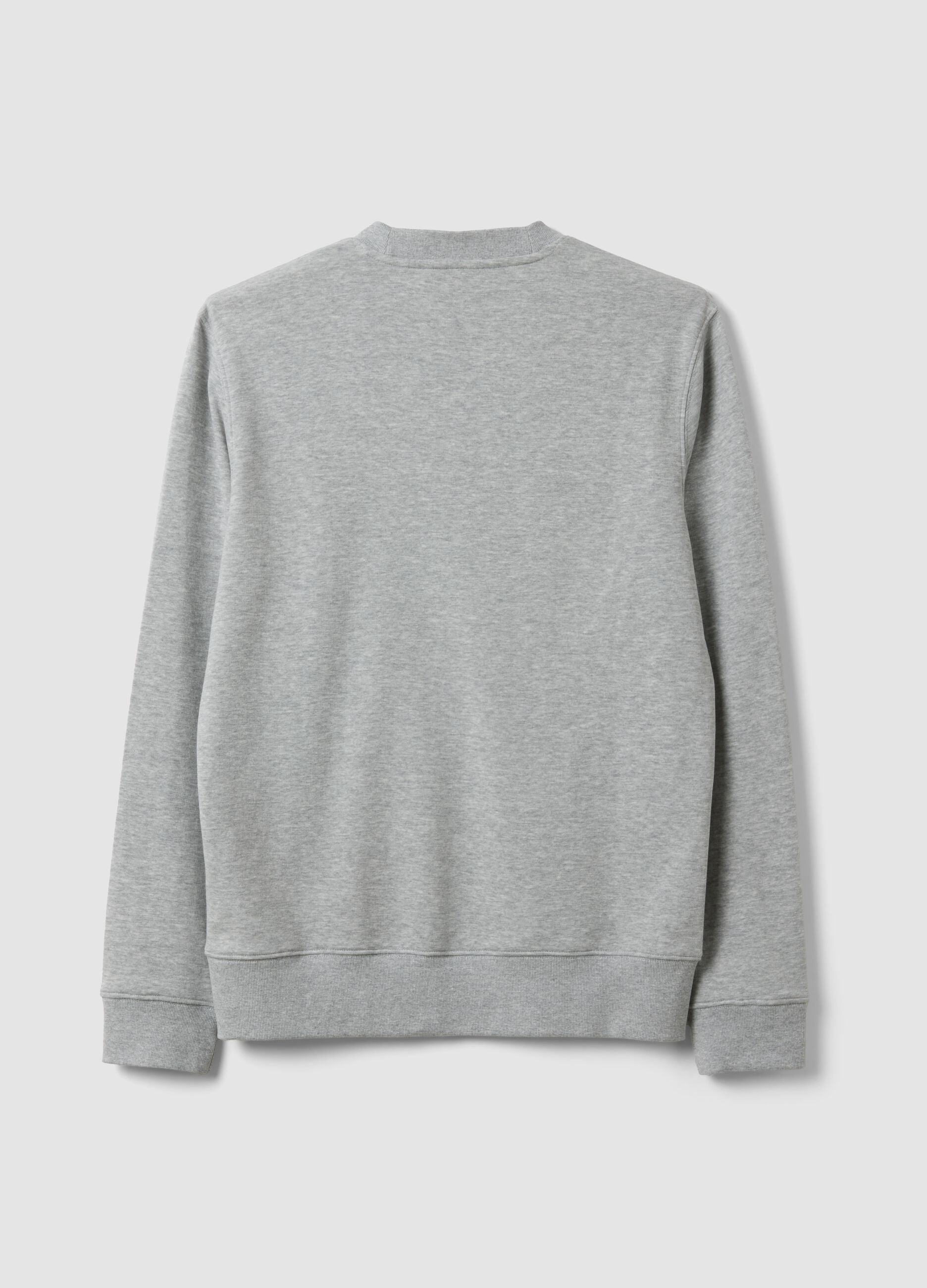 Grey crew-neck cotton-blend sweatshirt, regular fit