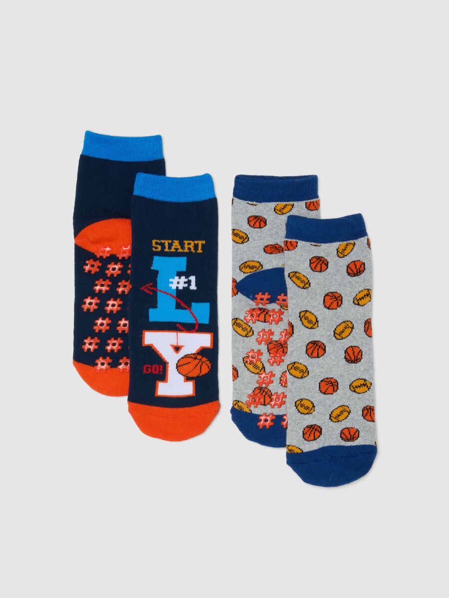 Bipack calzini in misto cotone multicolor da bambino con ricami basket_0