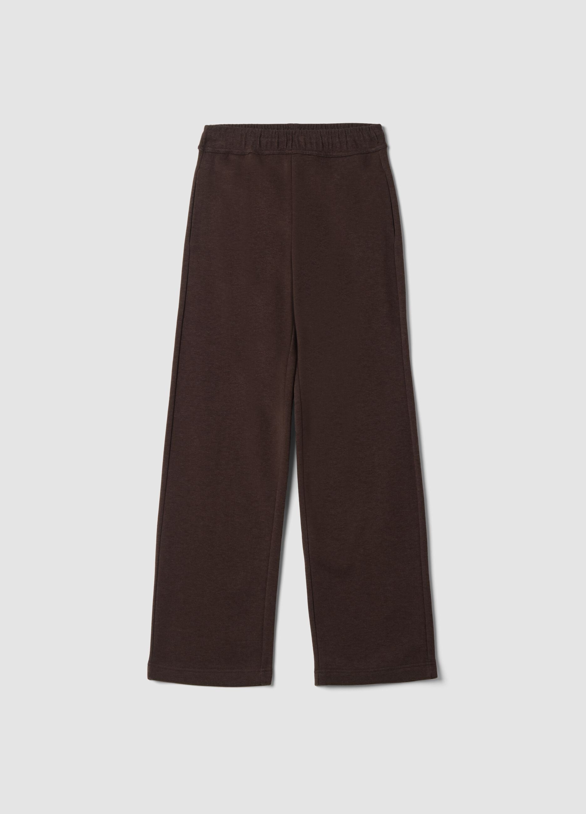 Brown cotton-blend joggers with drawstring, regular fit