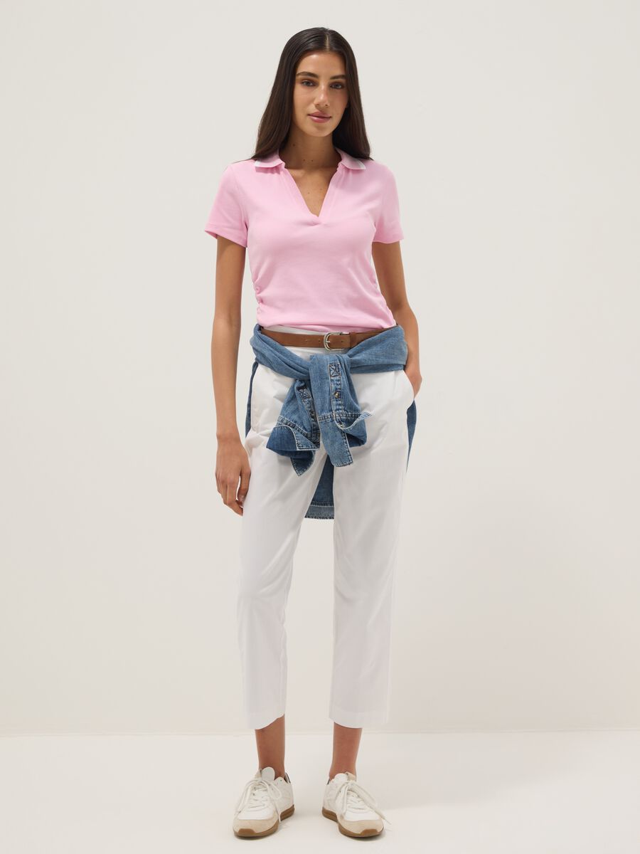 Polo a maniche corte in cotone elasticizzato rosa regular fit_2