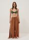 Pantaloni marroni in misto lino e viscosa wide leg_1