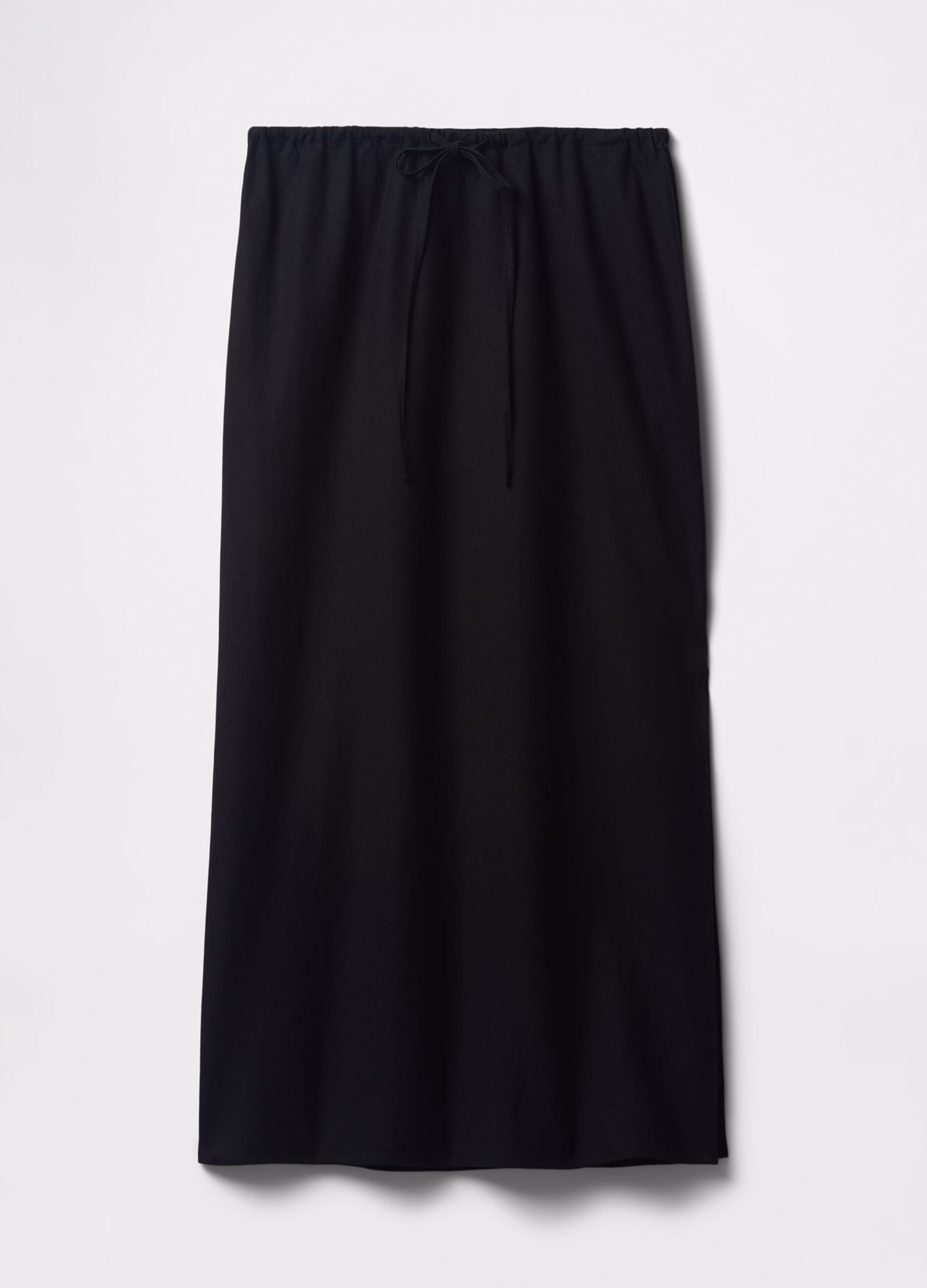 Long black skirt in linen and viscose