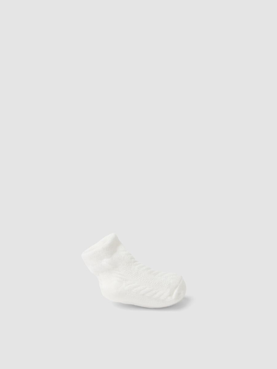 White organic cotton-blend baby girl booties with bow_0