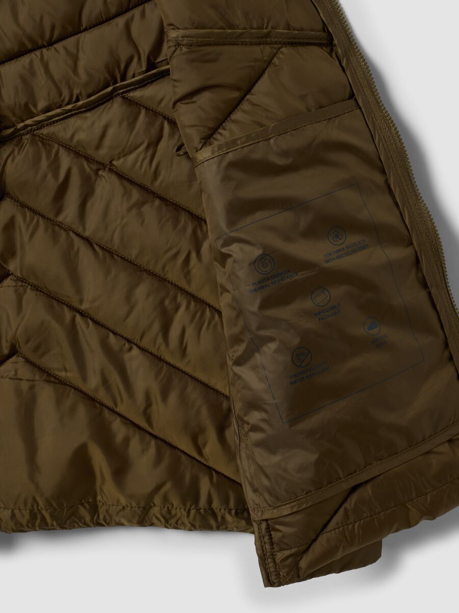 Gilet Ultralight verde trapuntato con zip e collo alto_6