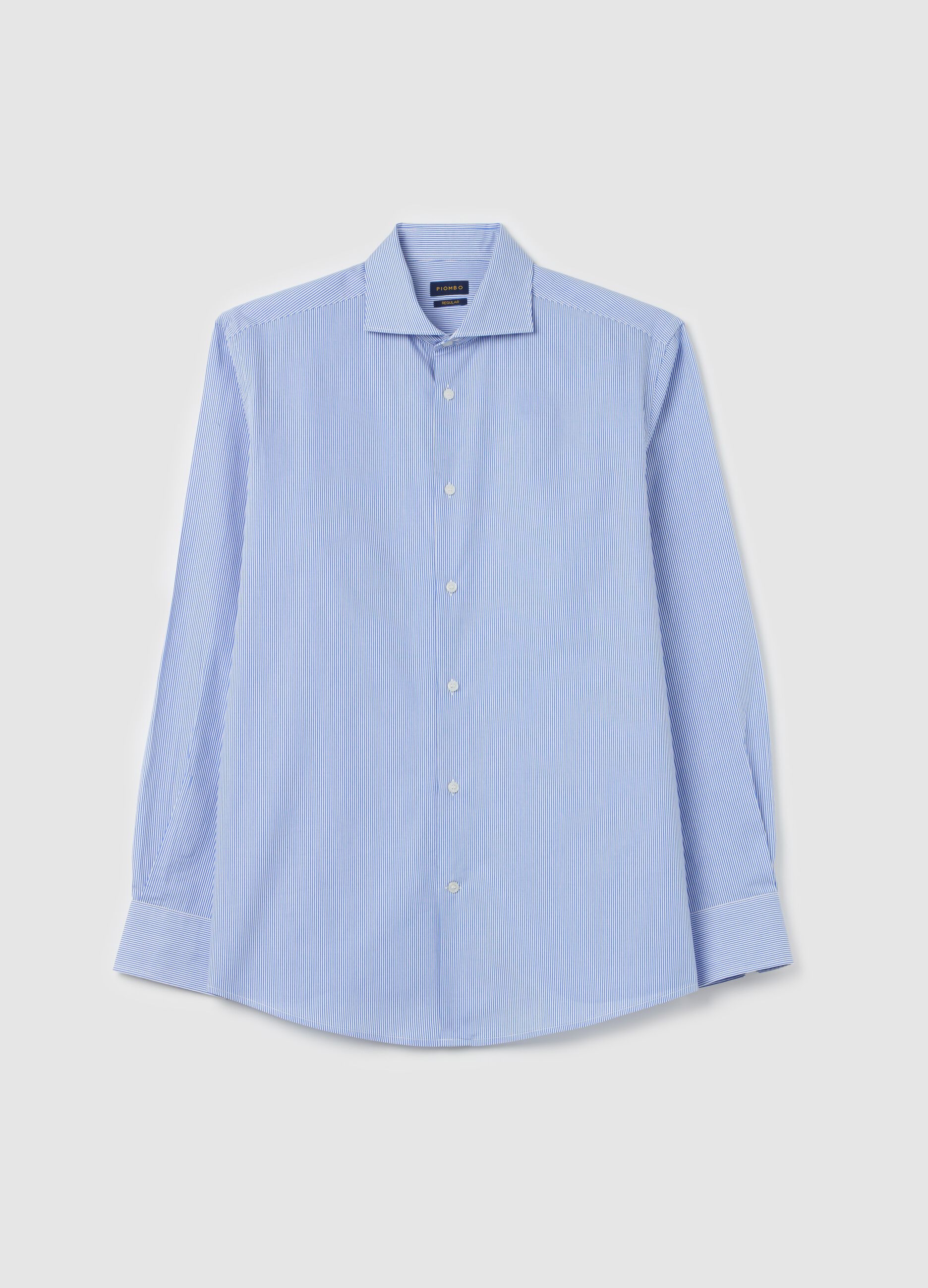 Regular-fit easy-iron shirt with thin stripes