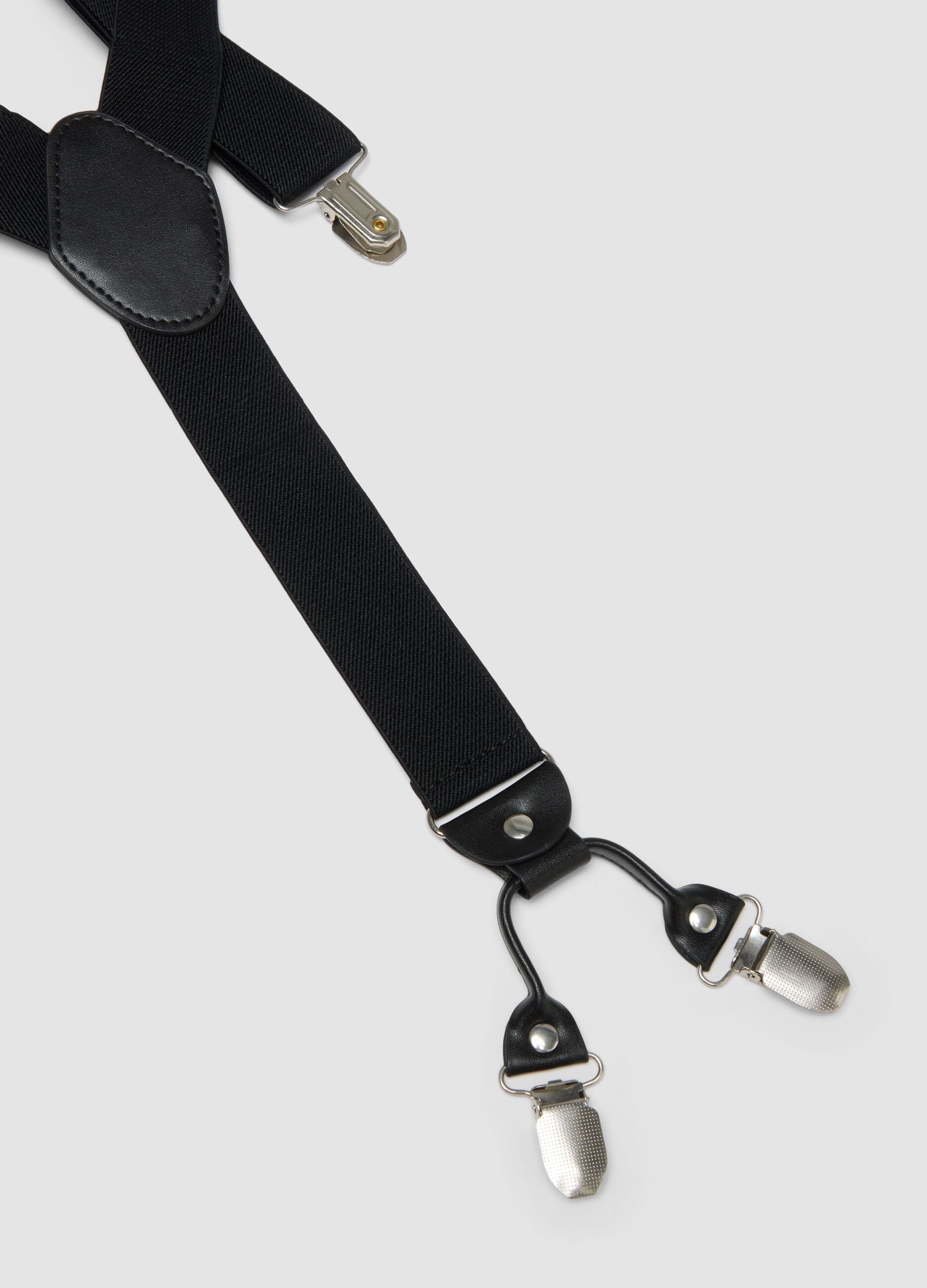Black elasticated braces with metal clips