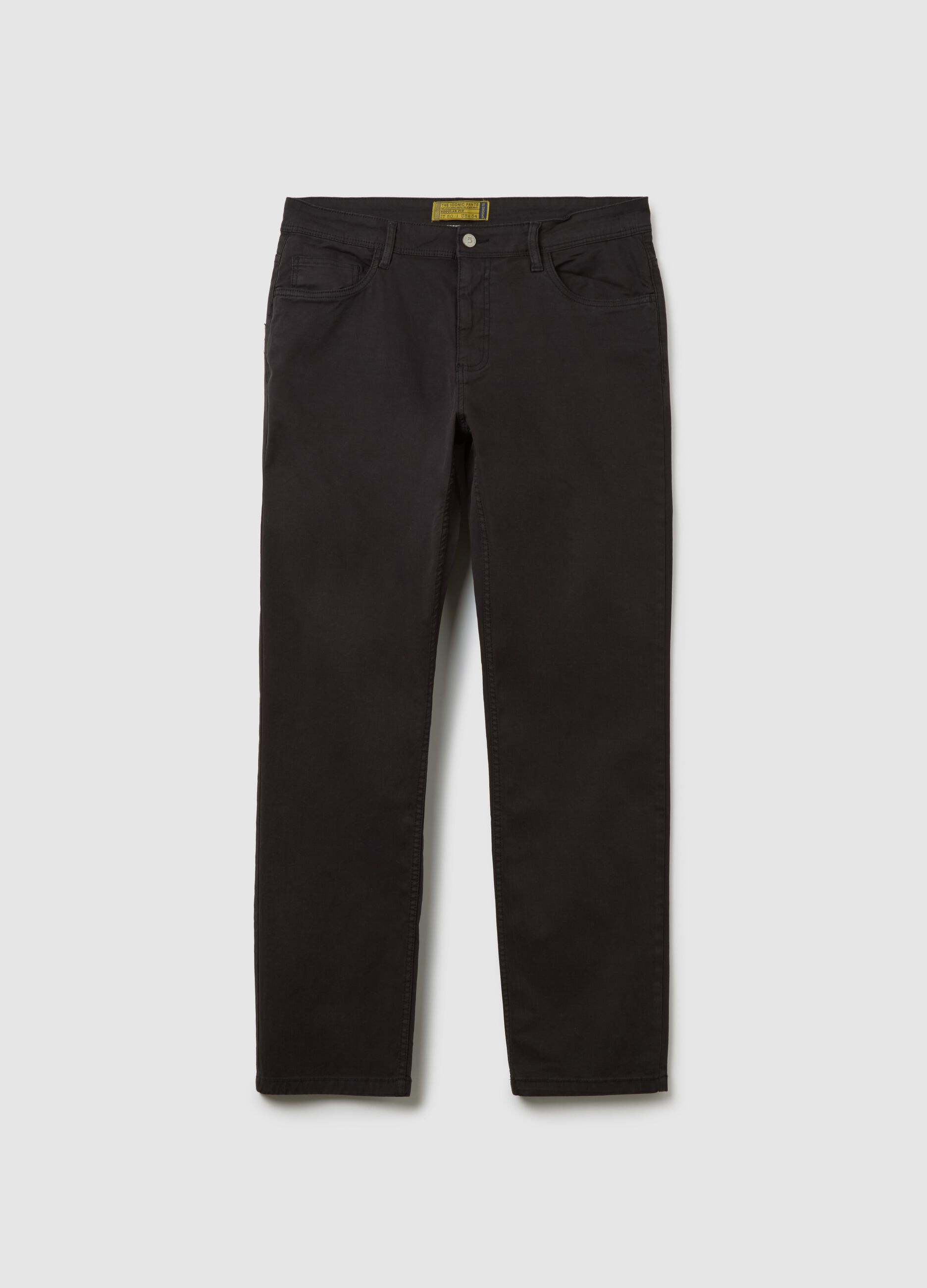 Pantaloni in cotone elasticizzato neri regular fit